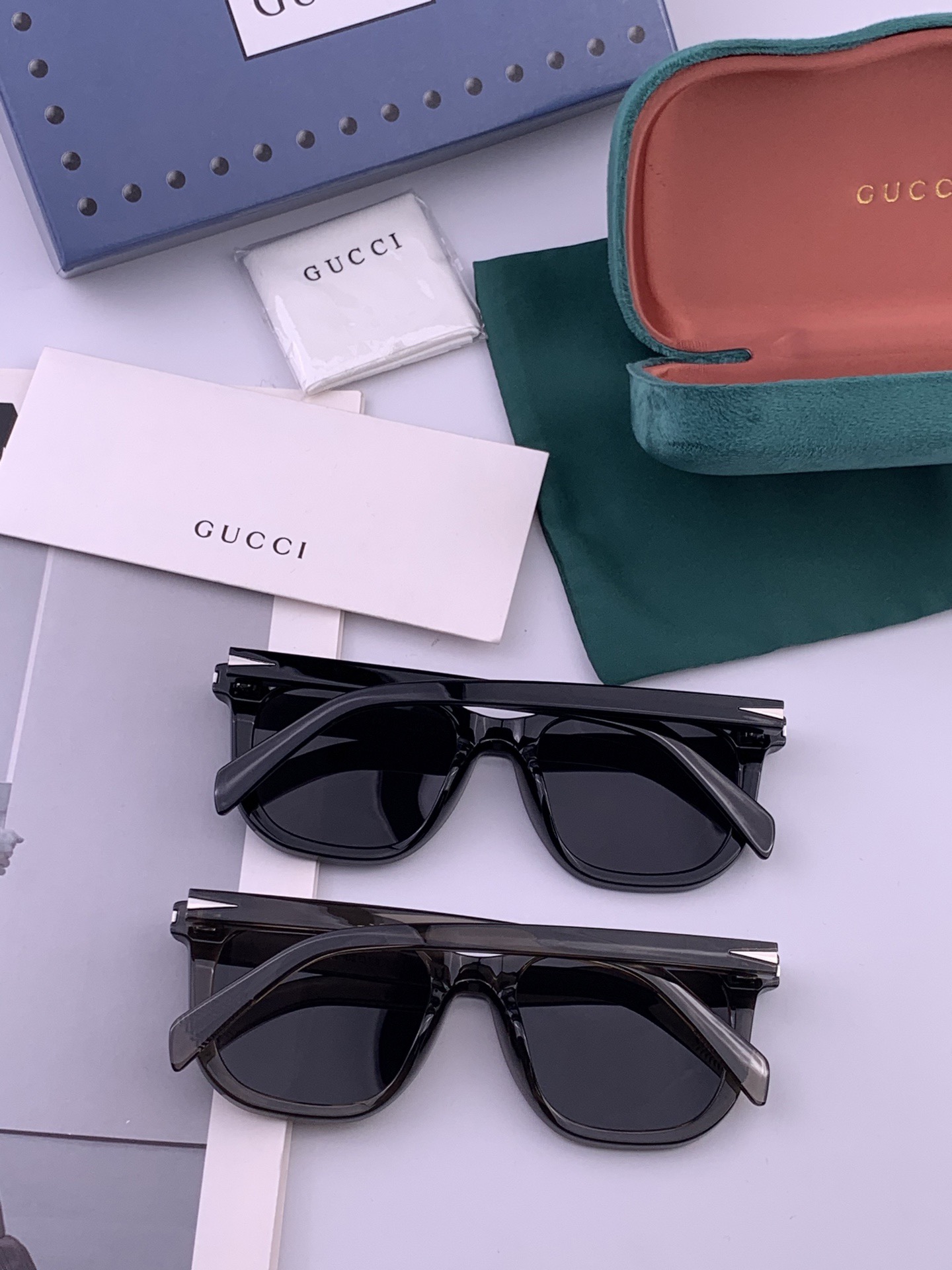 🔺 【GUCCI】开春新款 潮流爆款 时尚方框偏光太阳镜 高品质 佩戴舒适 网红潮款墨镜 女士高清尼龙偏
