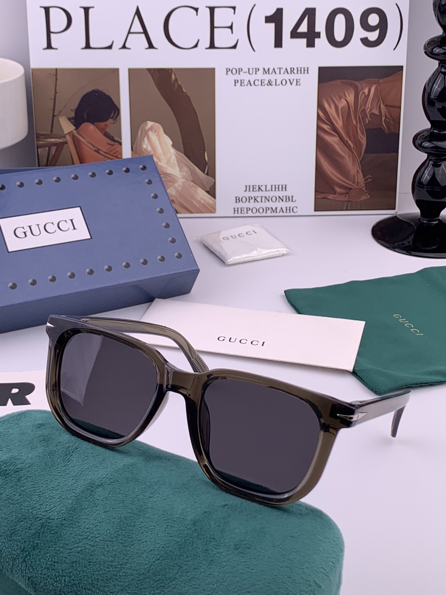 🔺 【GUCCI】开春新款 潮流爆款 时尚方框偏光太阳镜 高品质 佩戴舒适 网红潮款墨镜 女士高清尼龙偏