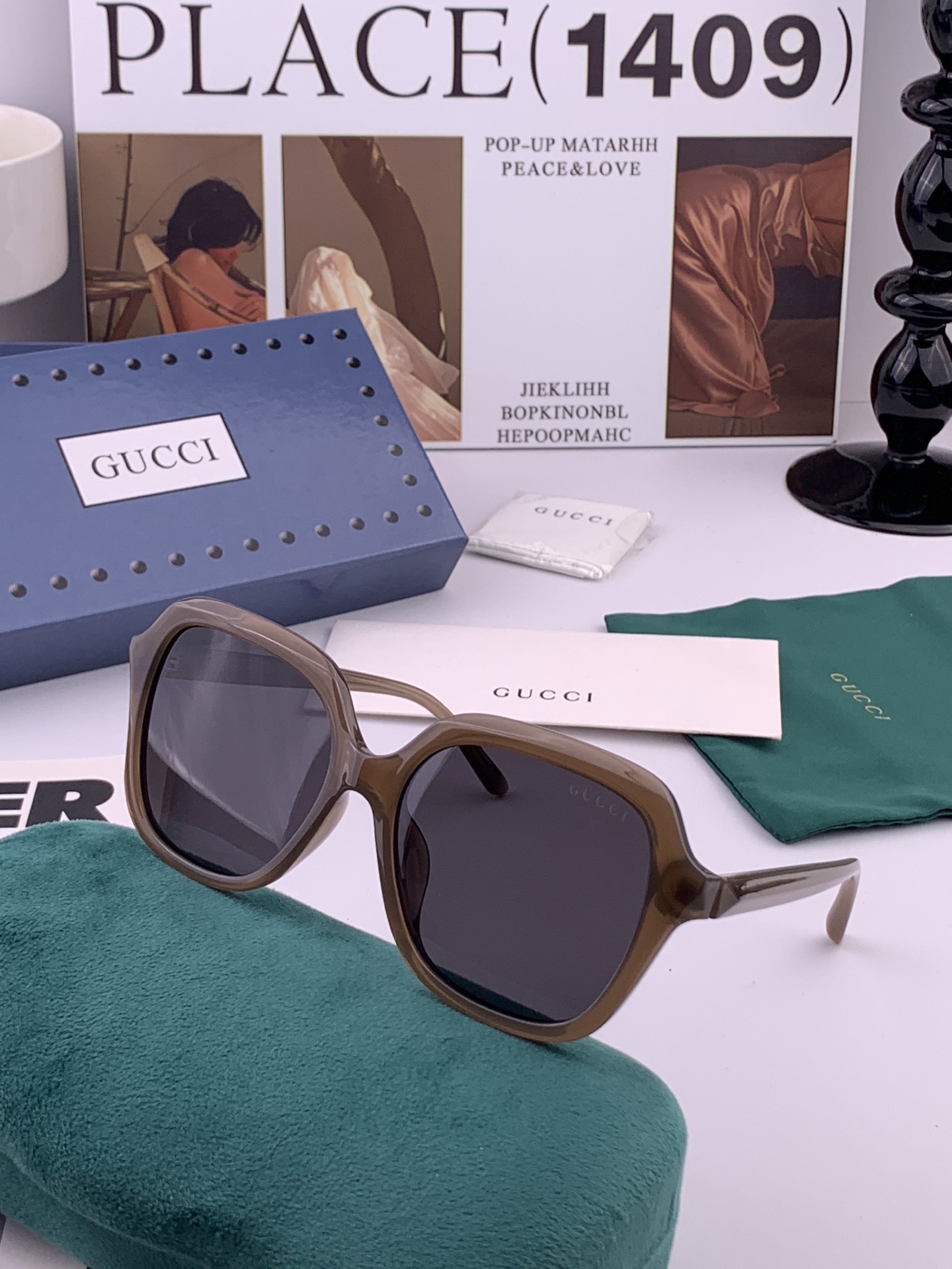 🔺 【GUCCI】开春新款 潮流爆款 时尚方框偏光太阳镜 高品质 佩戴舒适 网红潮款墨镜 女士高清尼龙偏
