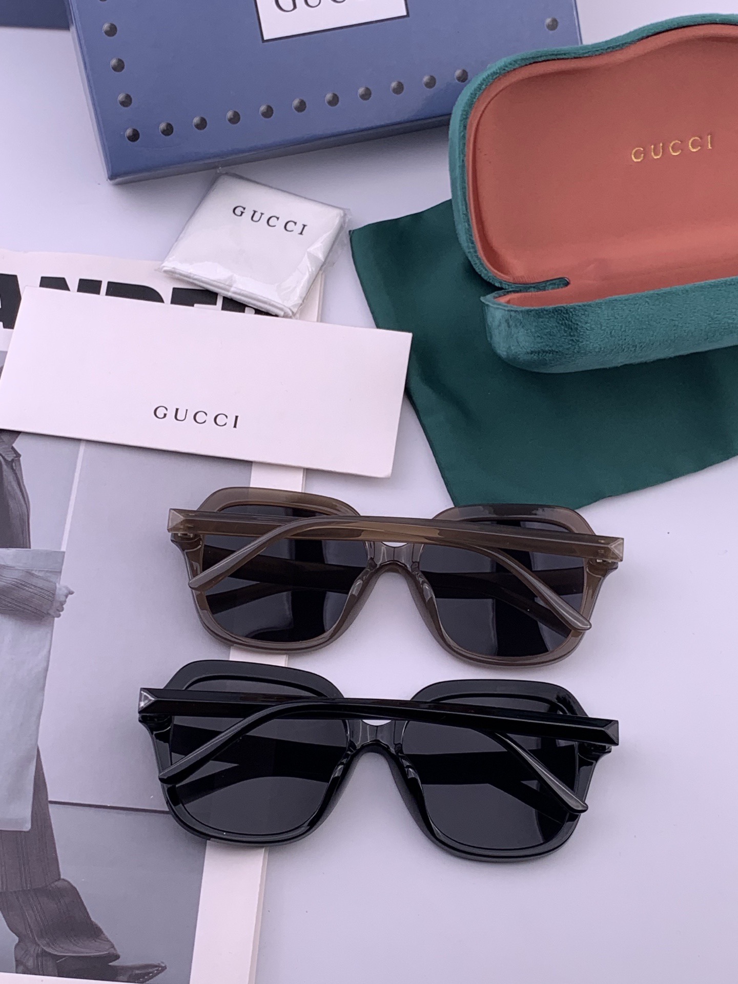 🔺 【GUCCI】开春新款 潮流爆款 时尚方框偏光太阳镜 高品质 佩戴舒适 网红潮款墨镜 女士高清尼龙偏