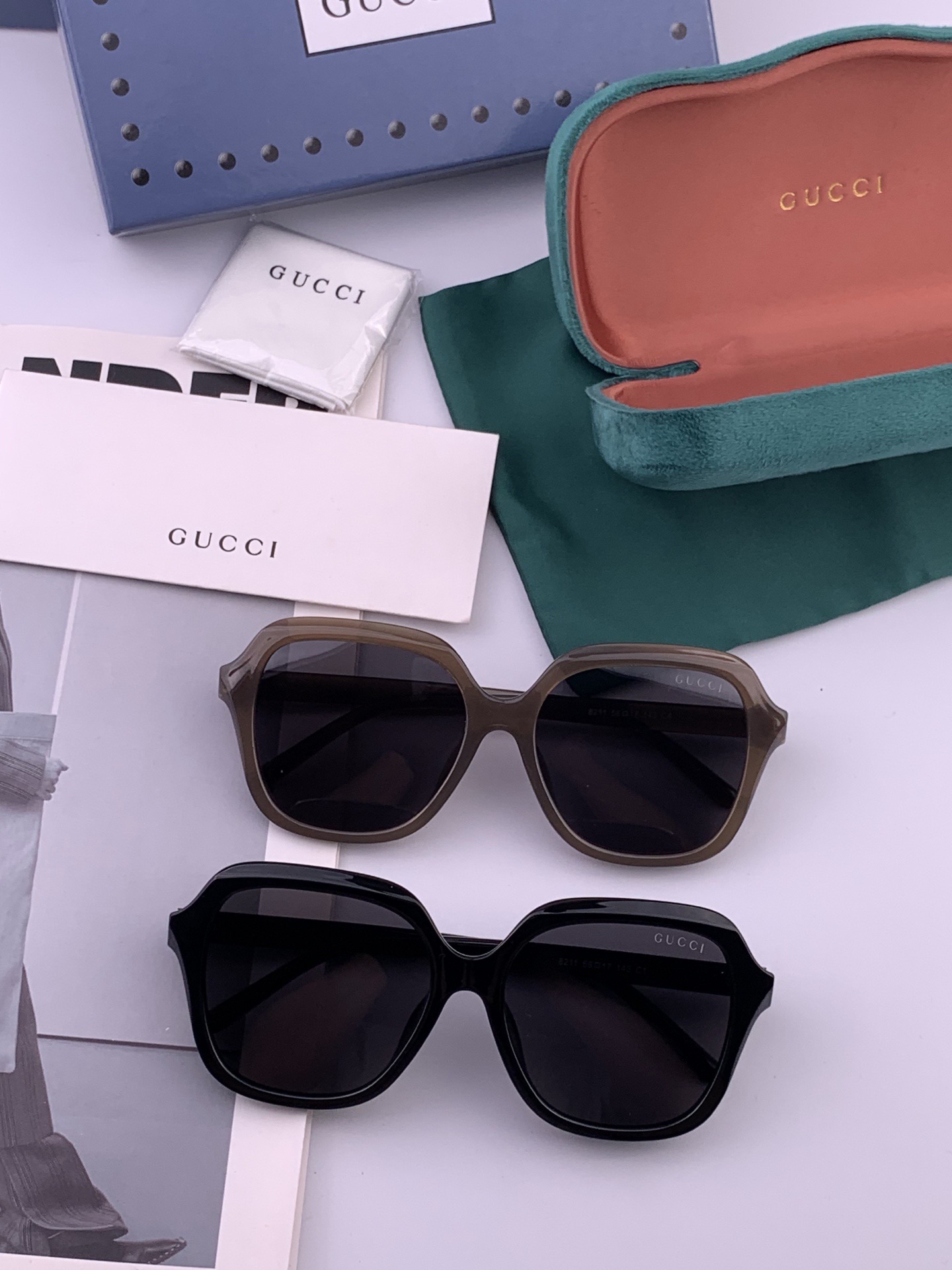 🔺 【GUCCI】开春新款 潮流爆款 时尚方框偏光太阳镜 高品质 佩戴舒适 网红潮款墨镜 女士高清尼龙偏