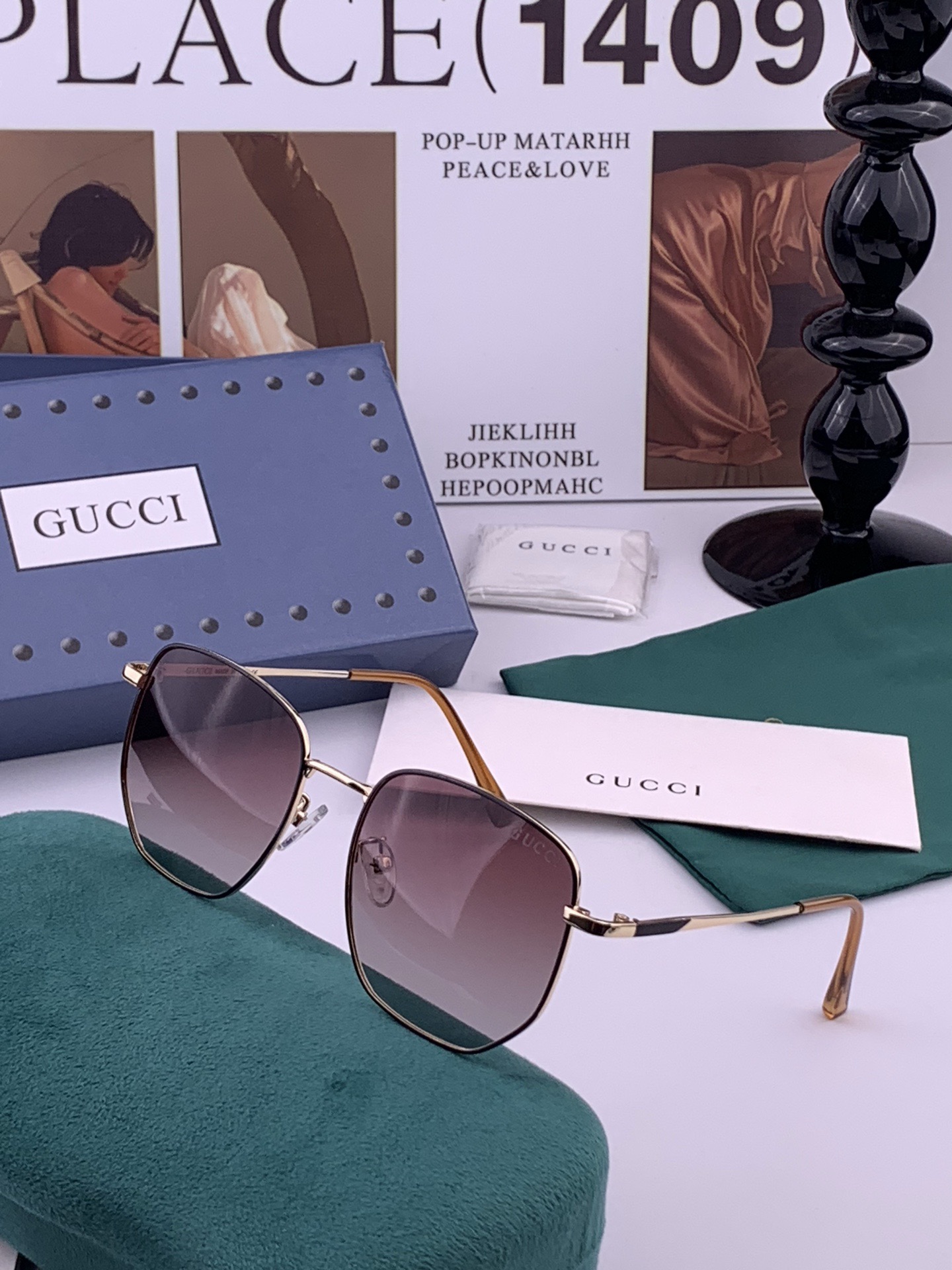 🔺 Gucci 🔻官方新款 众多明星同款[色]‼️‼️新款大框偏光墨镜 🌈🌈宝丽来超清加厚太阳镜🔝🔝型号