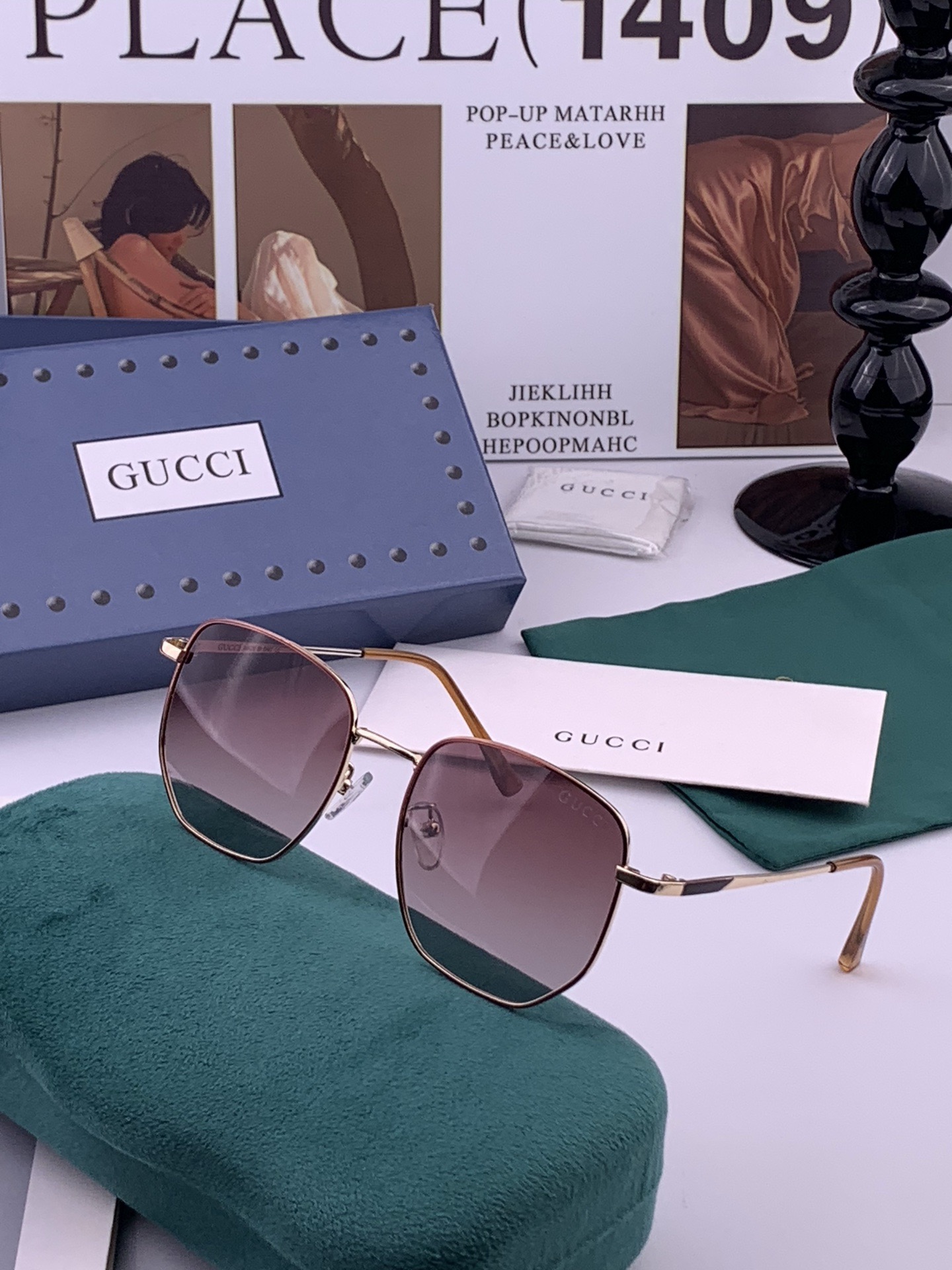 🔺 Gucci 🔻官方新款 众多明星同款[色]‼️‼️新款大框偏光墨镜 🌈🌈宝丽来超清加厚太阳镜🔝🔝型号