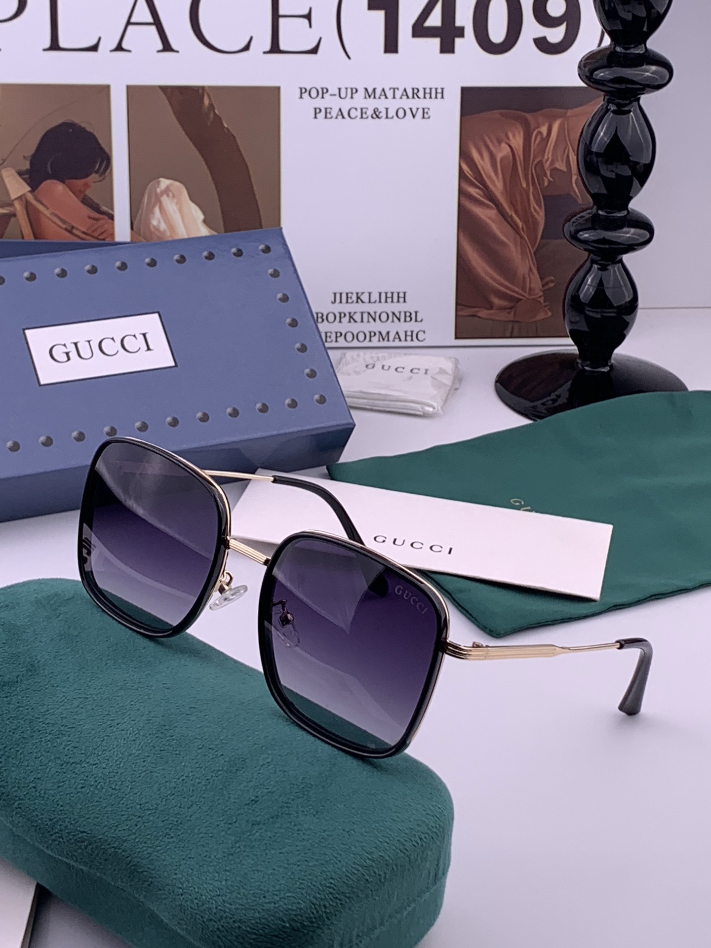🔺 【GUCCI-偏光太阳镜】开春新款 潮流爆款 时尚方框偏光太阳镜 高品质 佩戴舒适 网红潮款墨镜 女