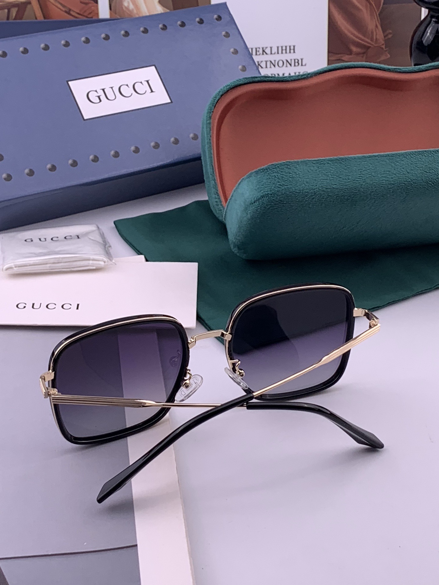 🔺 【GUCCI-偏光太阳镜】开春新款 潮流爆款 时尚方框偏光太阳镜 高品质 佩戴舒适 网红潮款墨镜 女