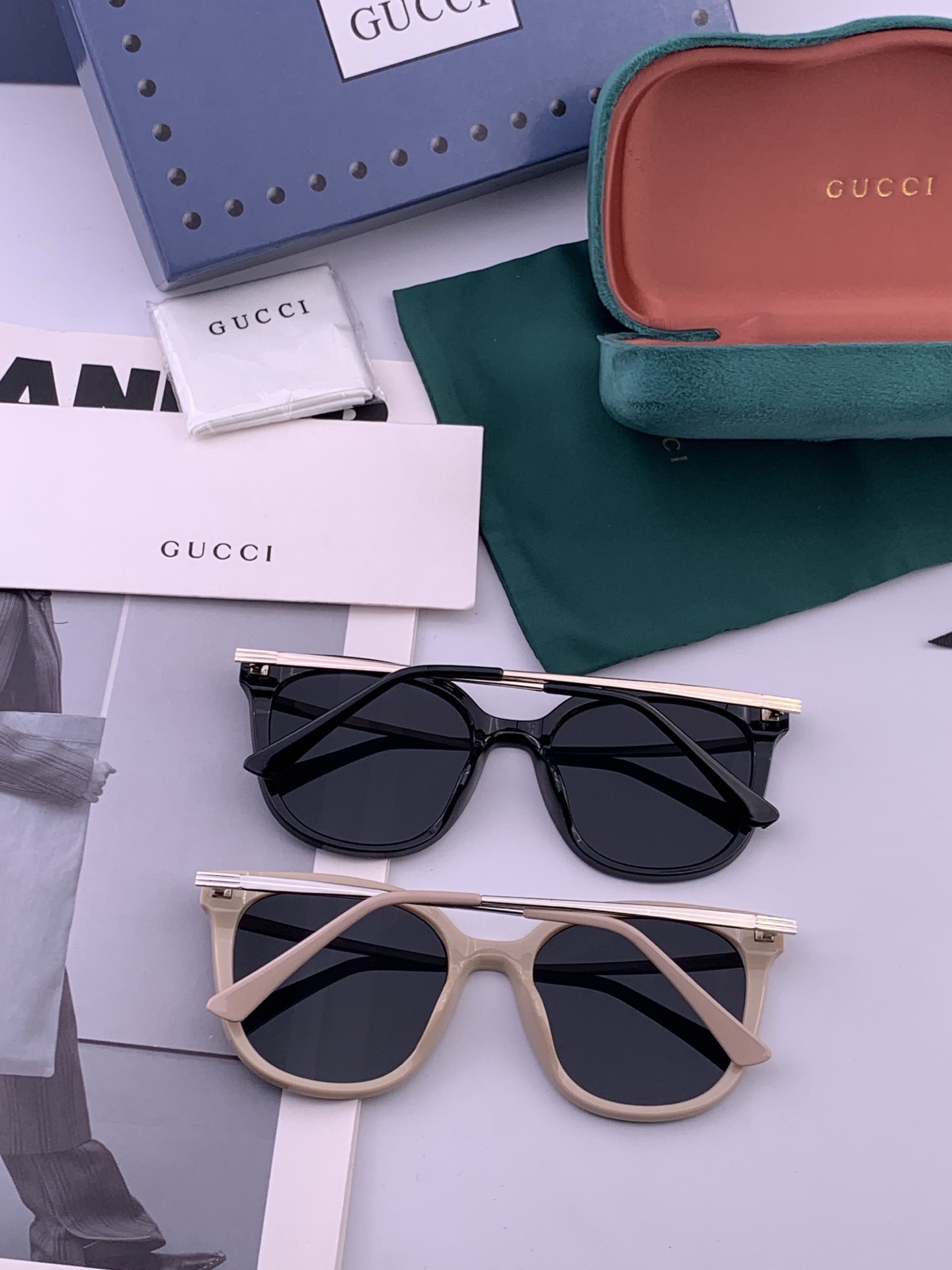 GUCCI  新款尼龙偏光太眼镜，情侣款时尚方框太阳镜佩戴舒适网红潮流款墨镜，大气女人范儿，大脸小脸都好
