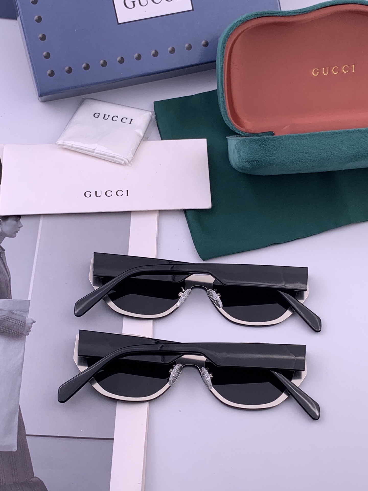 GUCCI  新款连体尼龙偏光太眼镜，情侣款时尚方框太阳镜佩戴舒适网红潮流款墨镜，大气女人范儿，大脸小脸