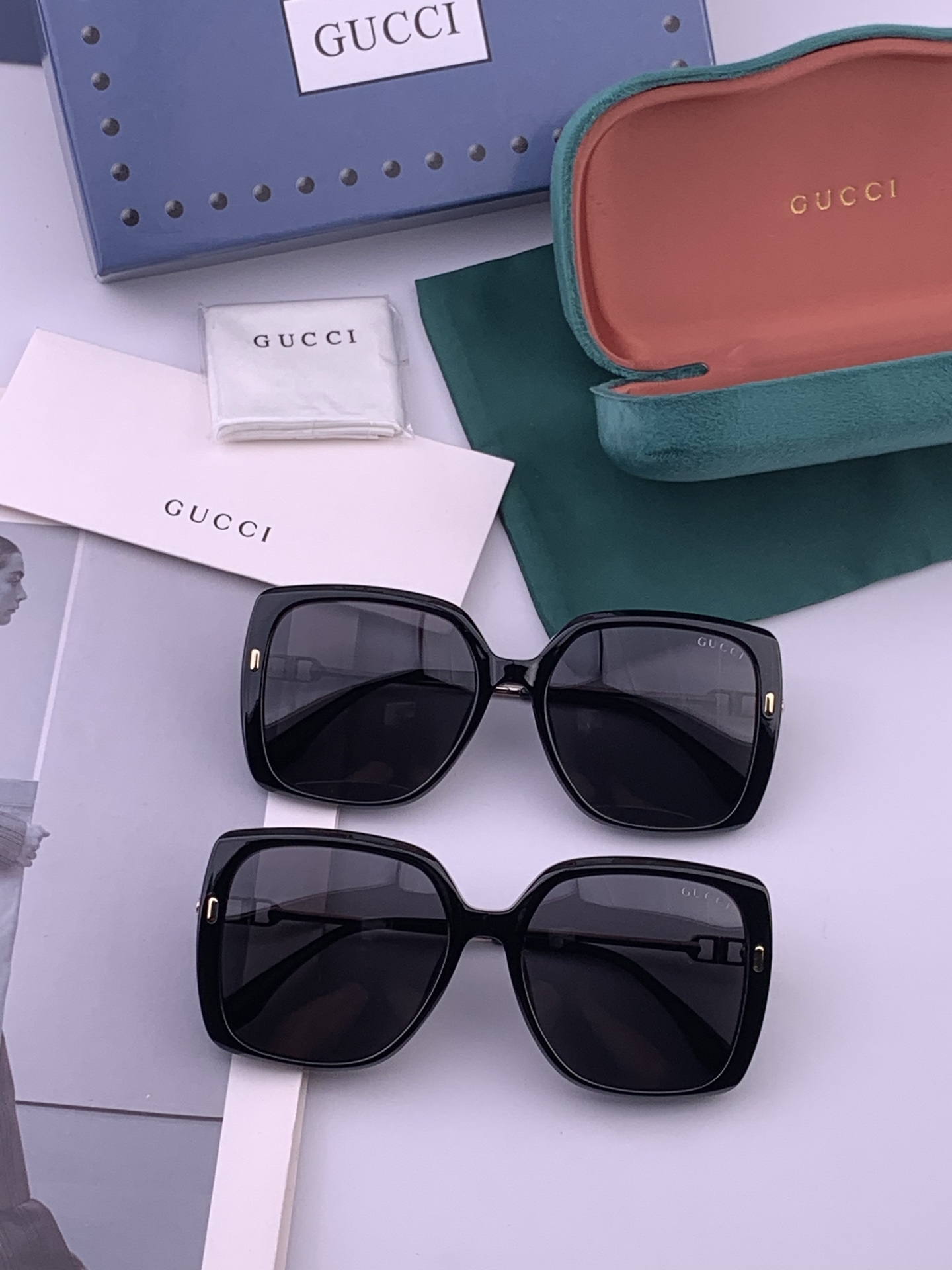 【GUCCI】新款潮流爆款 时尚方框太阳镜 佩戴舒适 网红潮款墨镜  女士高清加厚偏光太阳镜🕶️ 🎉高品
