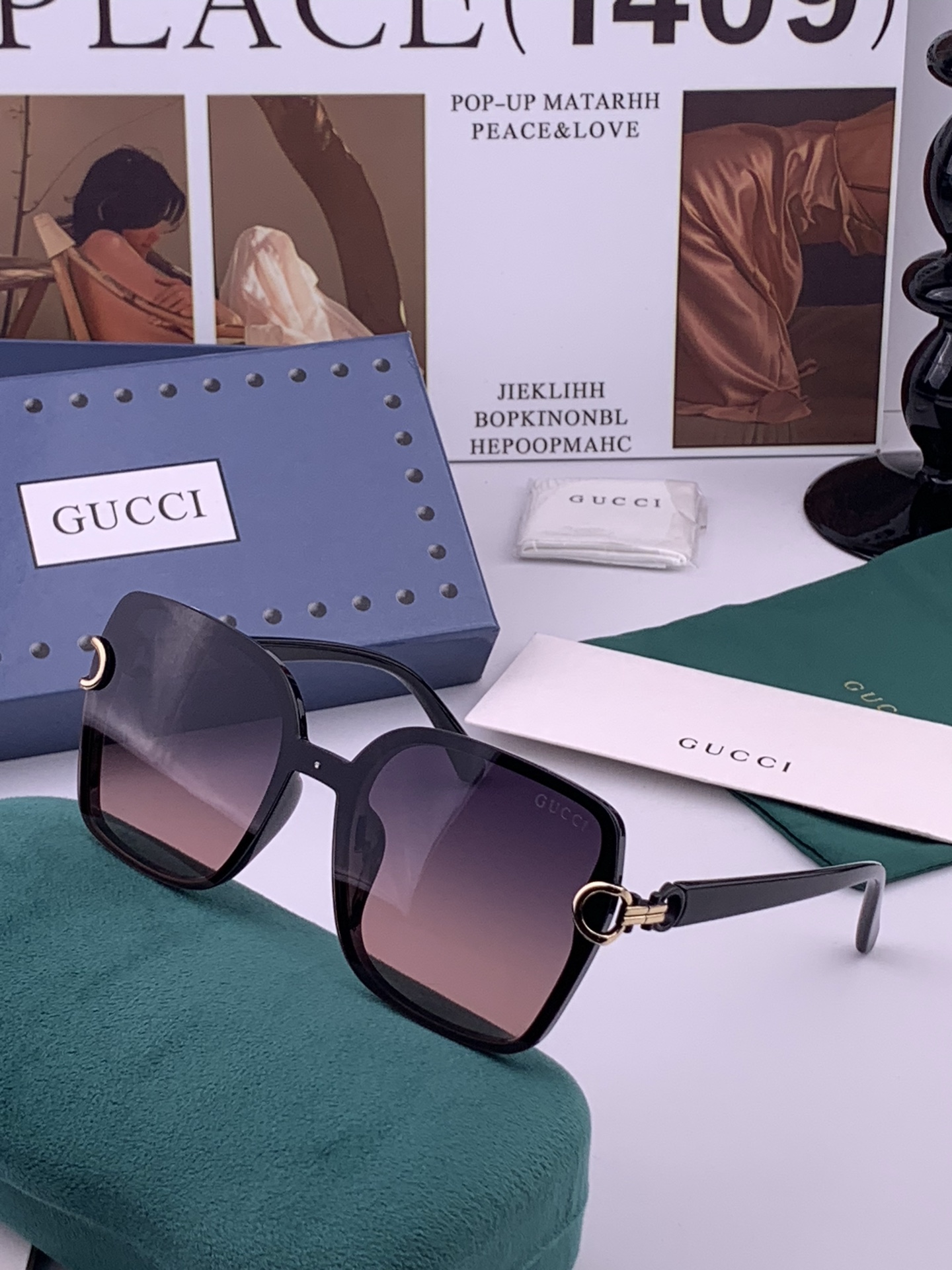 【TR偏光系列】Gucci   经典的方框设计，不挑脸型，无论搭配大衣还是连衣裙都非常显气质偏光镜片预防