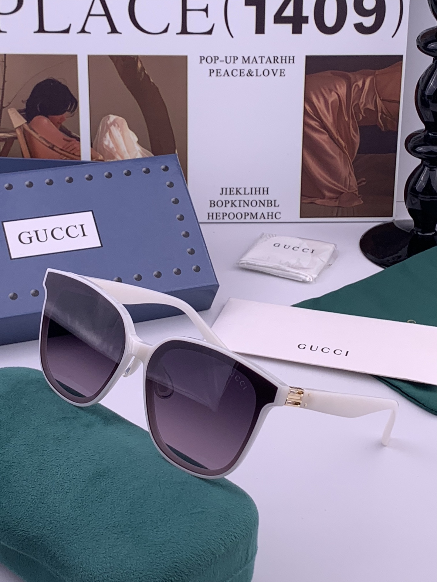GUCCI  新款尼龙偏光太眼镜，情侣款时尚方框太阳镜佩戴舒适网红潮流款墨镜，大气女人范儿，大脸小脸都好