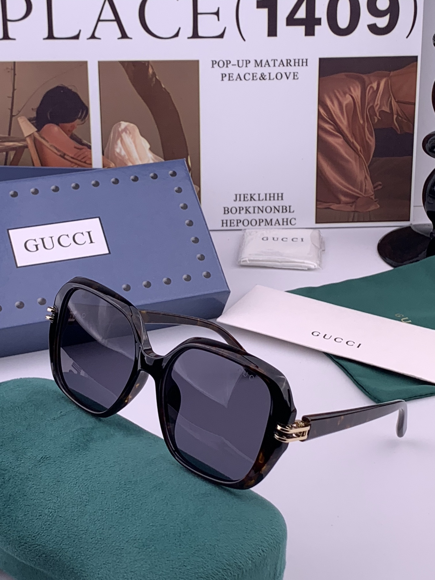 🔺 【GUCCI-偏光太阳镜】开春新款 潮流爆款 时尚方框偏光太阳镜 高品质 佩戴舒适 网红潮款墨镜 女