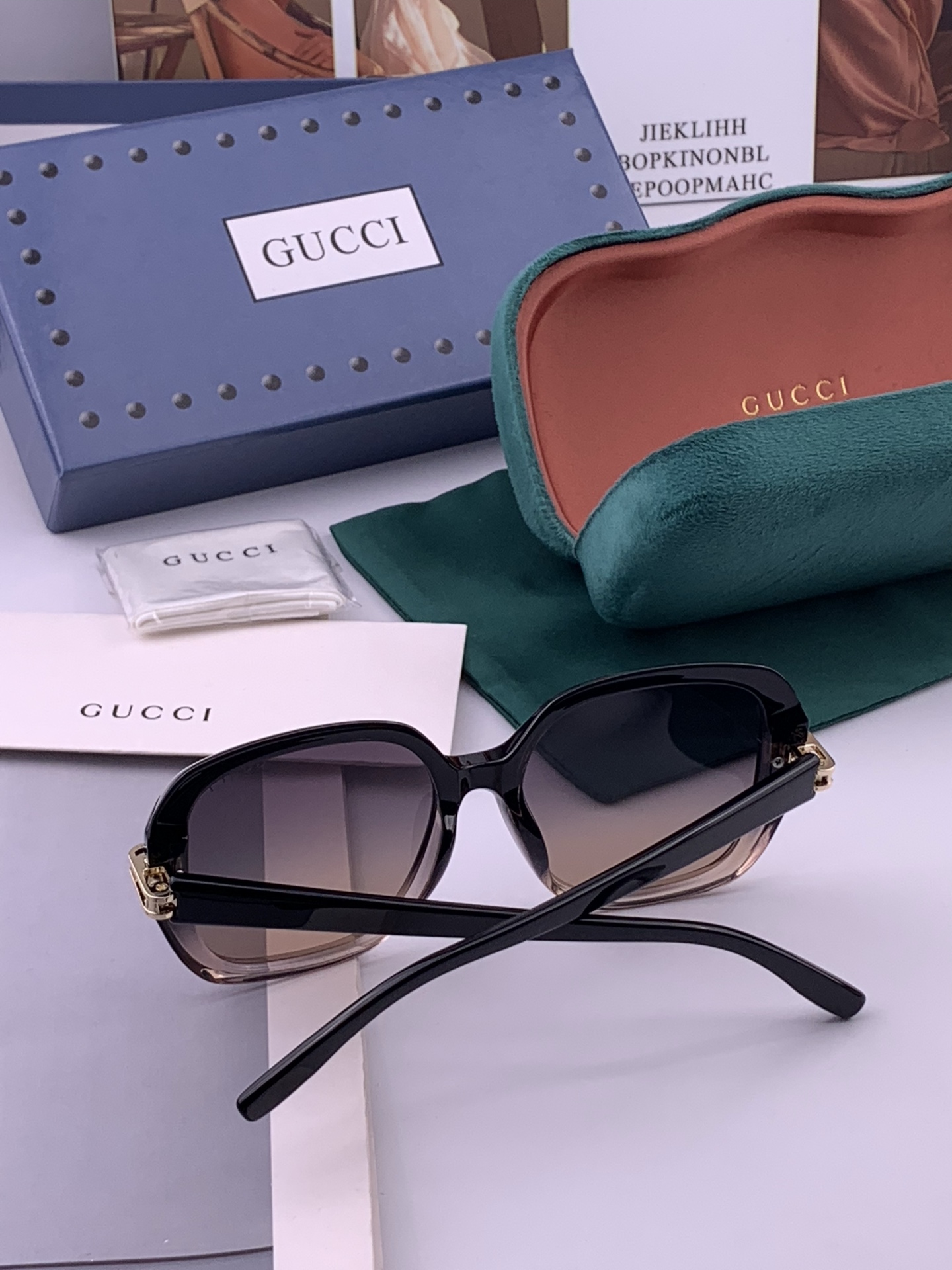 🔺 【GUCCI-偏光太阳镜】开春新款 潮流爆款 时尚方框偏光太阳镜 高品质 佩戴舒适 网红潮款墨镜 女