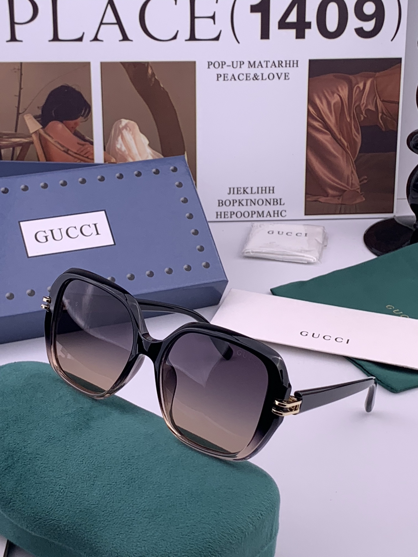 🔺 【GUCCI-偏光太阳镜】开春新款 潮流爆款 时尚方框偏光太阳镜 高品质 佩戴舒适 网红潮款墨镜 女