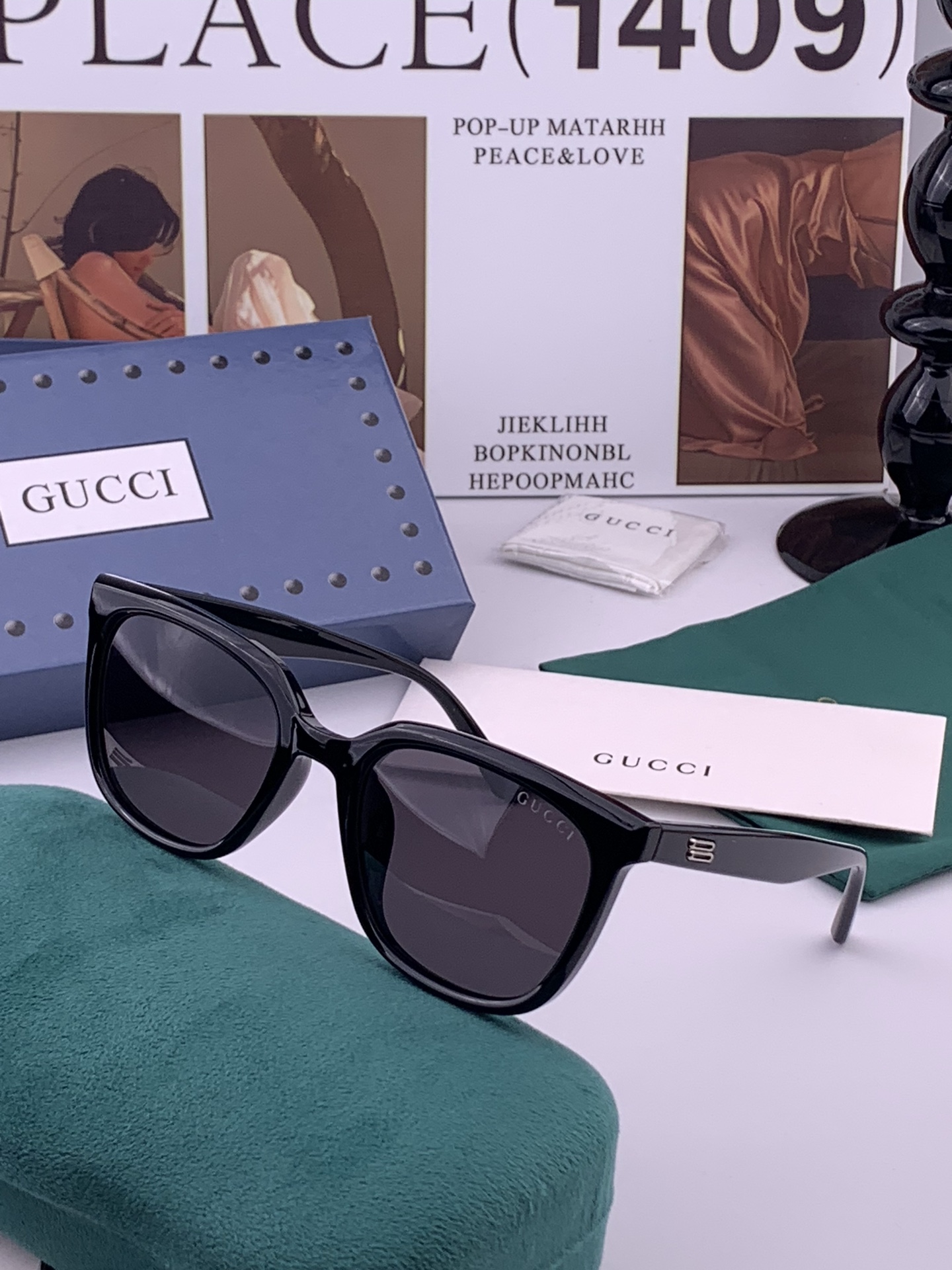 🔺 【GUCCI】开春新款 潮流爆款 时尚方框偏光太阳镜 高品质 佩戴舒适 网红潮款墨镜 女士高清尼龙偏
