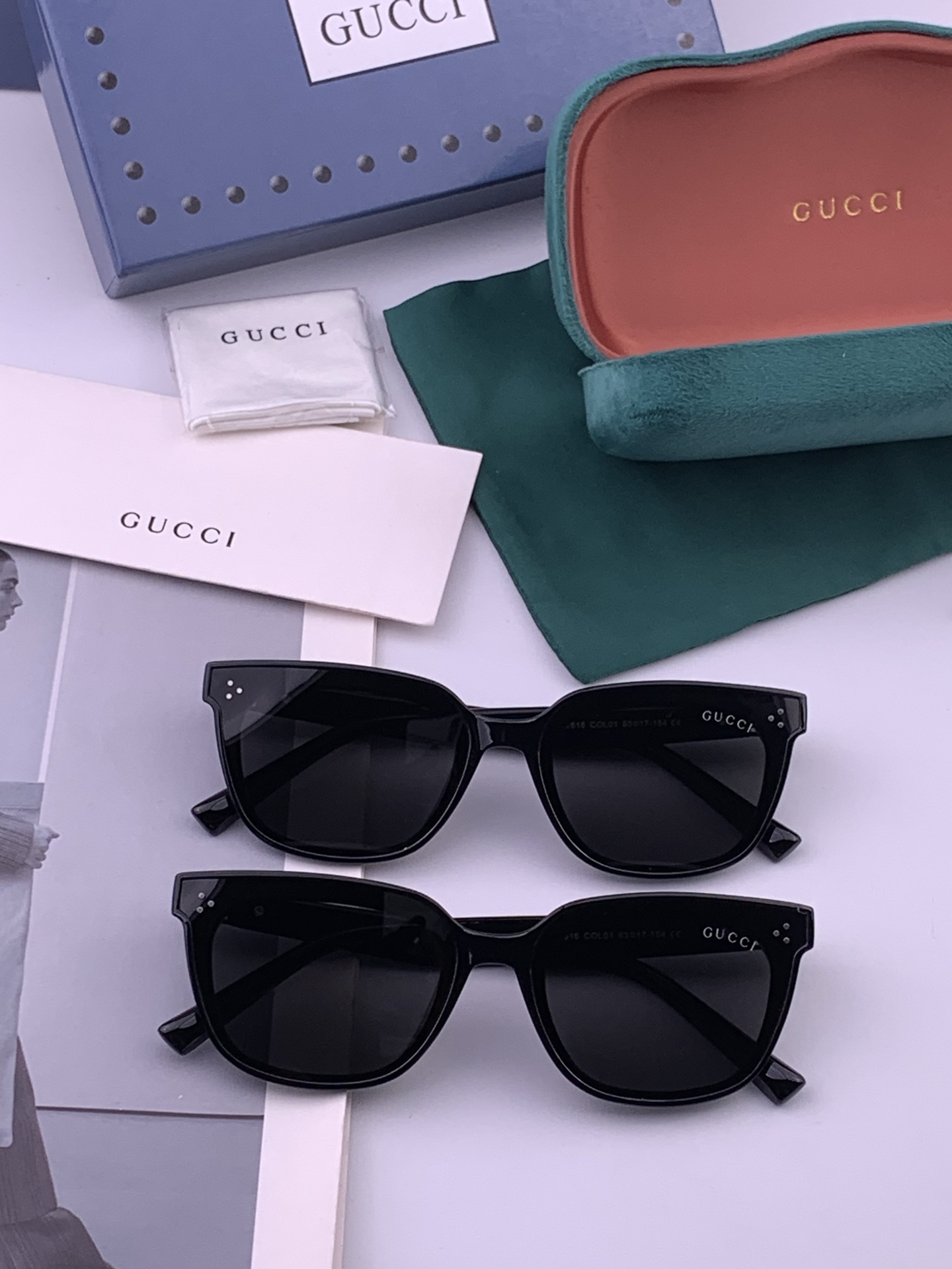 GUCCI  新款尼龙偏光太眼镜，情侣款时尚方框太阳镜佩戴舒适网红潮流款墨镜，大气女人范儿，大脸小脸都好