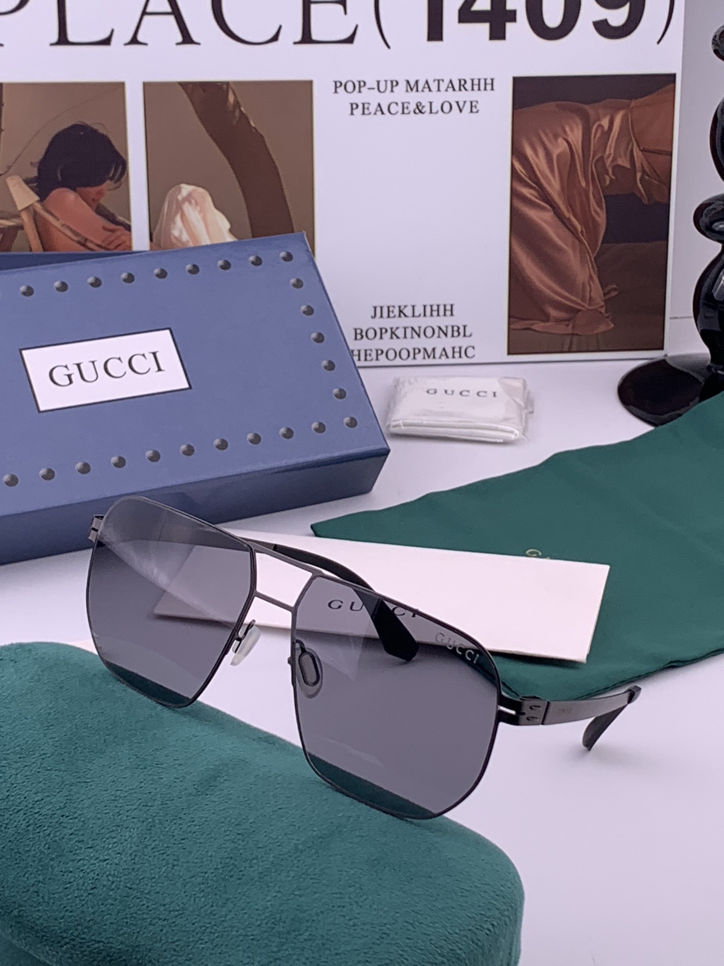 Gucci 春夏新款超轻无螺丝压不坏系列情侣款太阳镜高清尼龙镜片🦅完美品质，适合各种脸型，经典太阳镜亮相