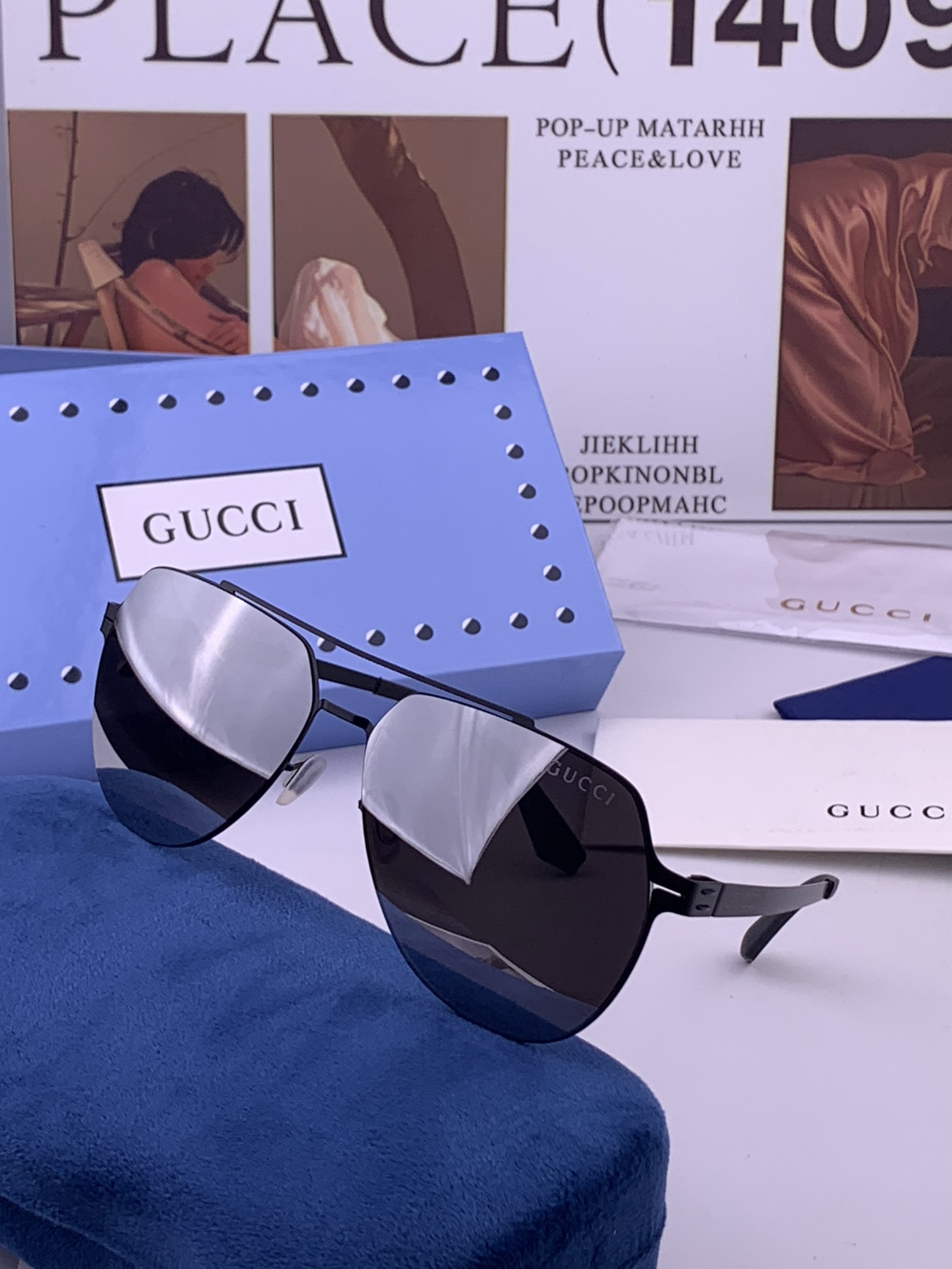 ♦️GUCCI 新款男女情侣款太阳镜多边形墨镜iP电镀永不褪色 超轻超有弹性整幅眼镜无螺丝重要的是压不坏