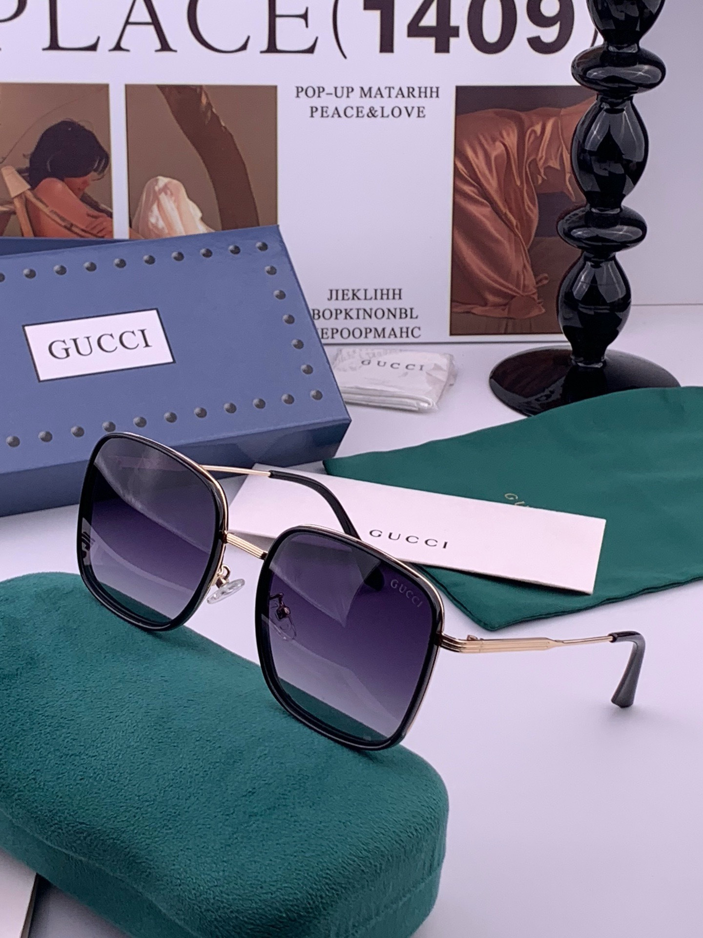 🔺 【GUCCI-偏光太阳镜】开春新款 潮流爆款 时尚方框偏光太阳镜 高品质 佩戴舒适 网红潮款墨镜 女