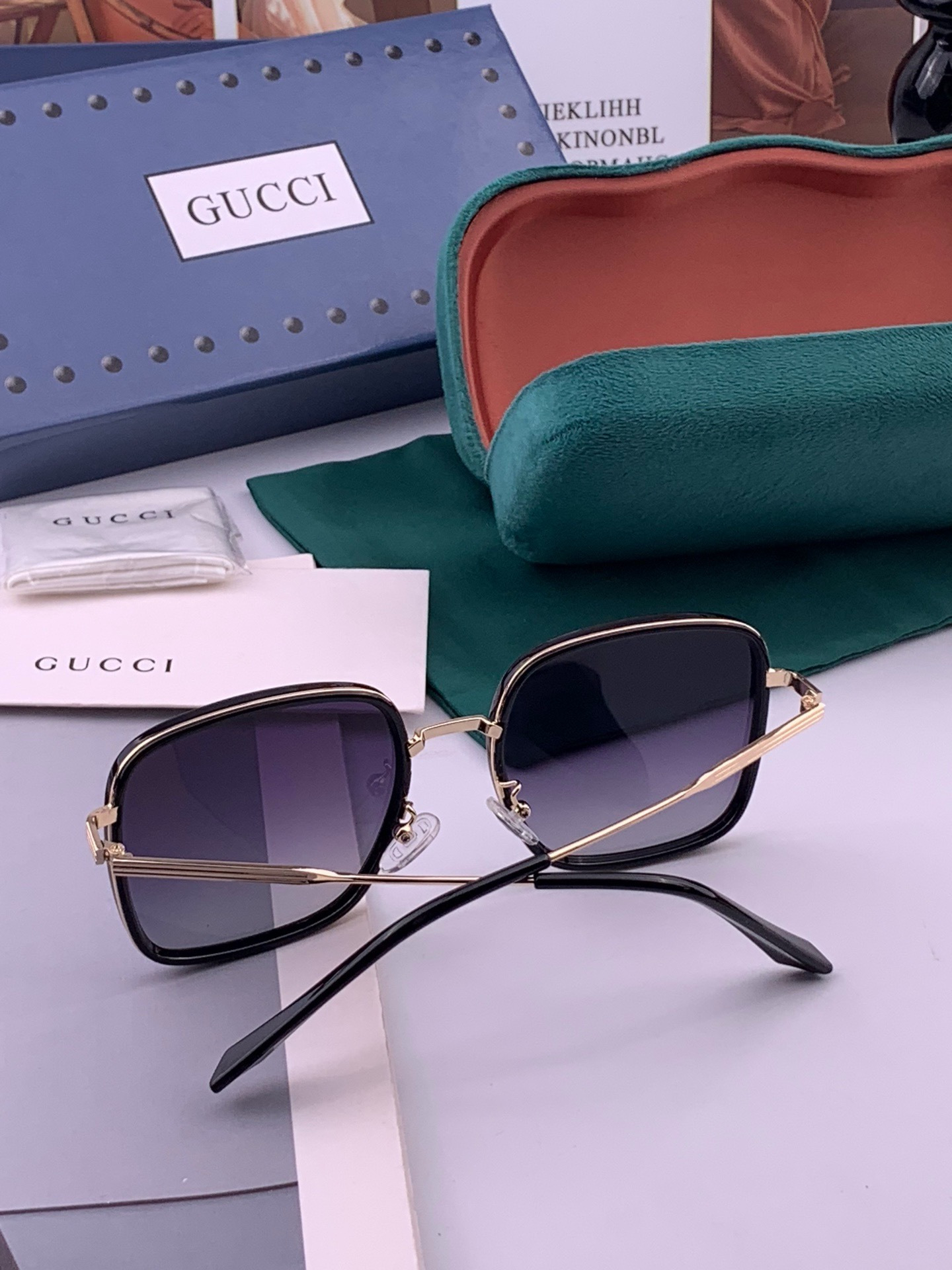🔺 【GUCCI-偏光太阳镜】开春新款 潮流爆款 时尚方框偏光太阳镜 高品质 佩戴舒适 网红潮款墨镜 女