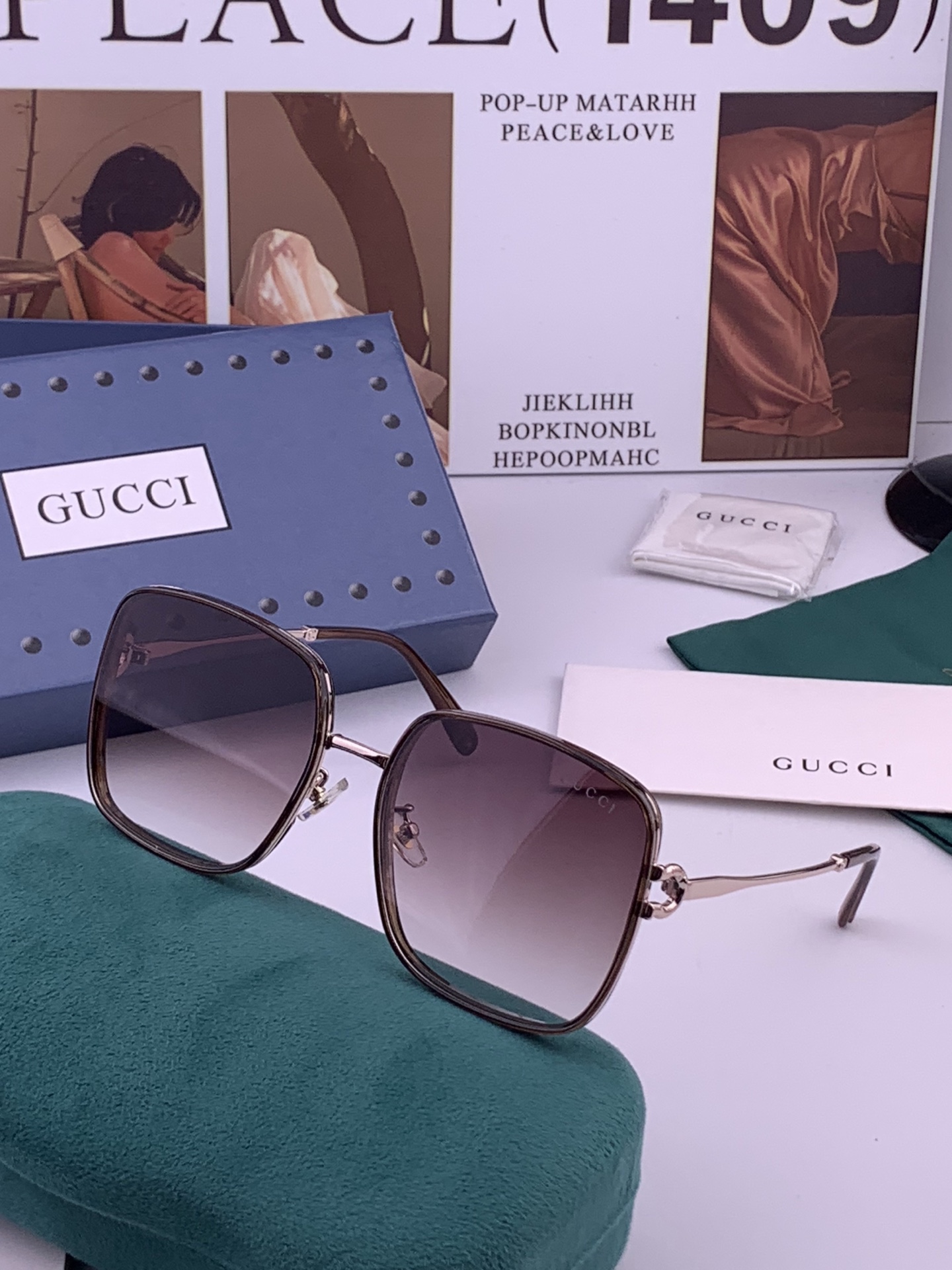 【尼龙偏光系列】GUCCI太阳镜墨圆框设计，不挑脸型，无论搭配大衣还是连衣裙都非常显气质偏光镜片预防紫外线  型号：G5