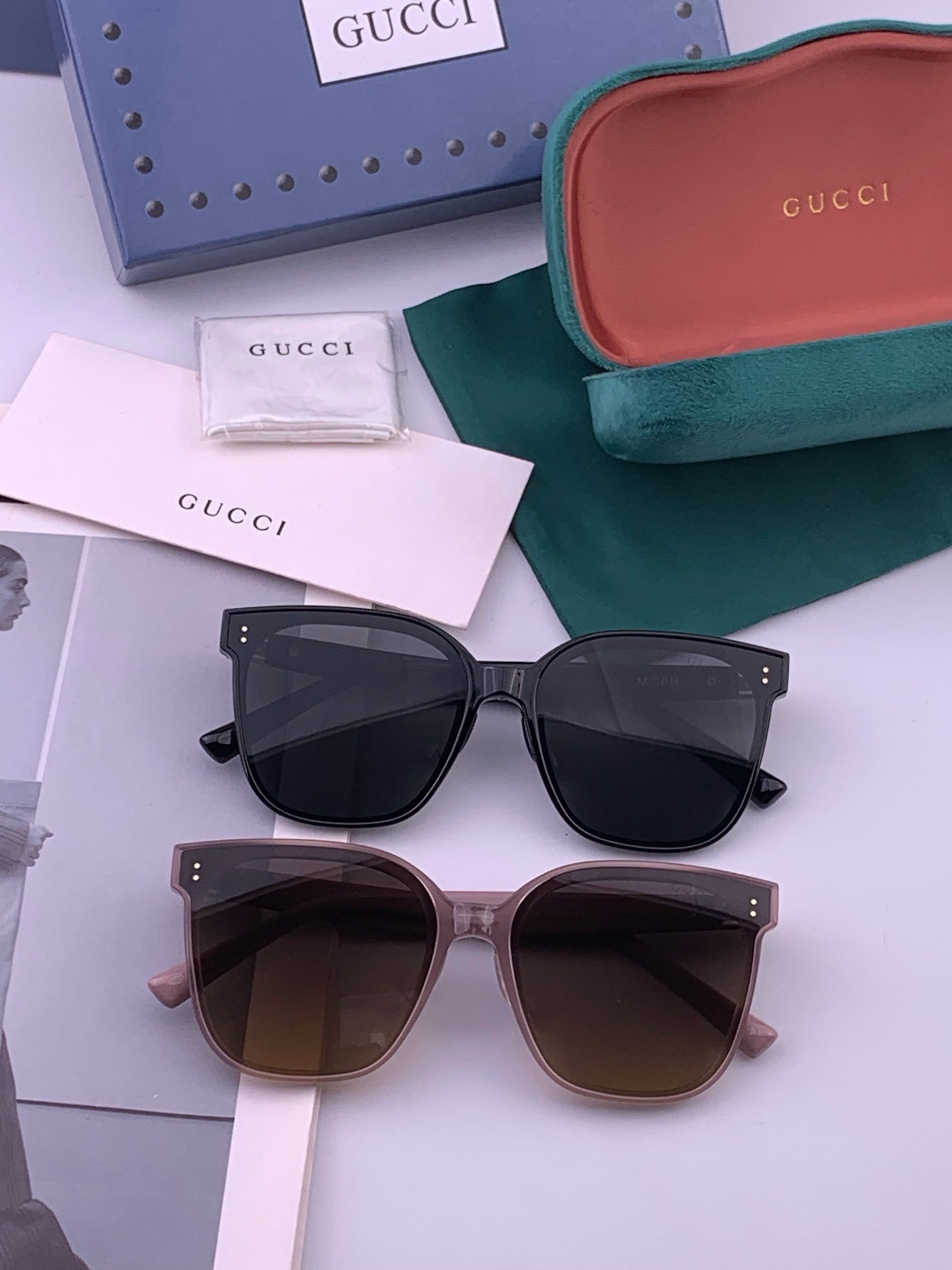 GUCCI  新款尼龙偏光太眼镜，情侣款时尚方框太阳镜佩戴舒适网红潮流款墨镜，大气女人范儿，大脸小脸都好看 ！型号：G2