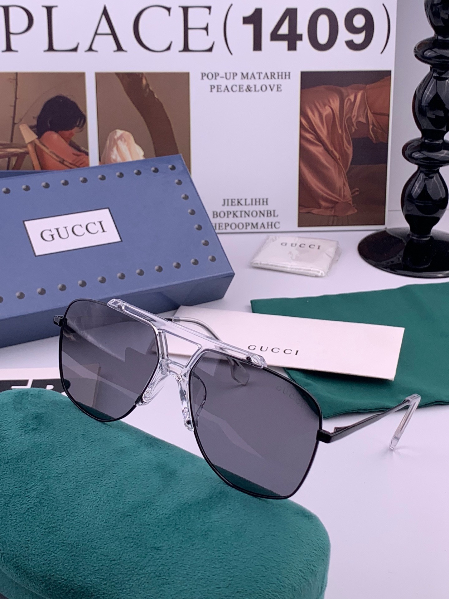 🔺 【GUCCI】开春新款 潮流爆款 时尚方框偏光太阳镜 高品质 佩戴舒适 网红潮款墨镜 女士高清尼龙偏光太阳镜🕶️ 🎉