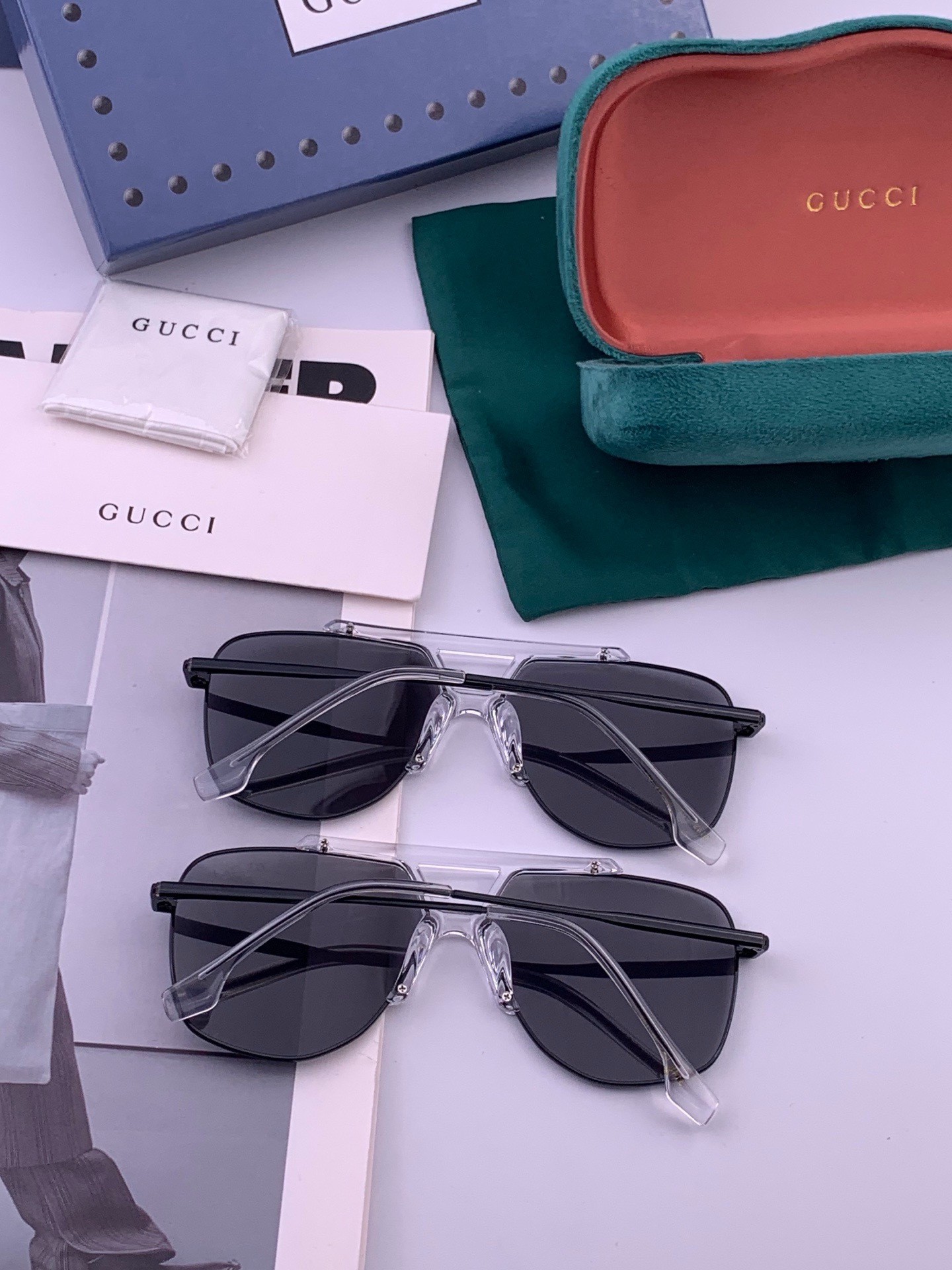 🔺 【GUCCI】开春新款 潮流爆款 时尚方框偏光太阳镜 高品质 佩戴舒适 网红潮款墨镜 女士高清尼龙偏光太阳镜🕶️ 🎉