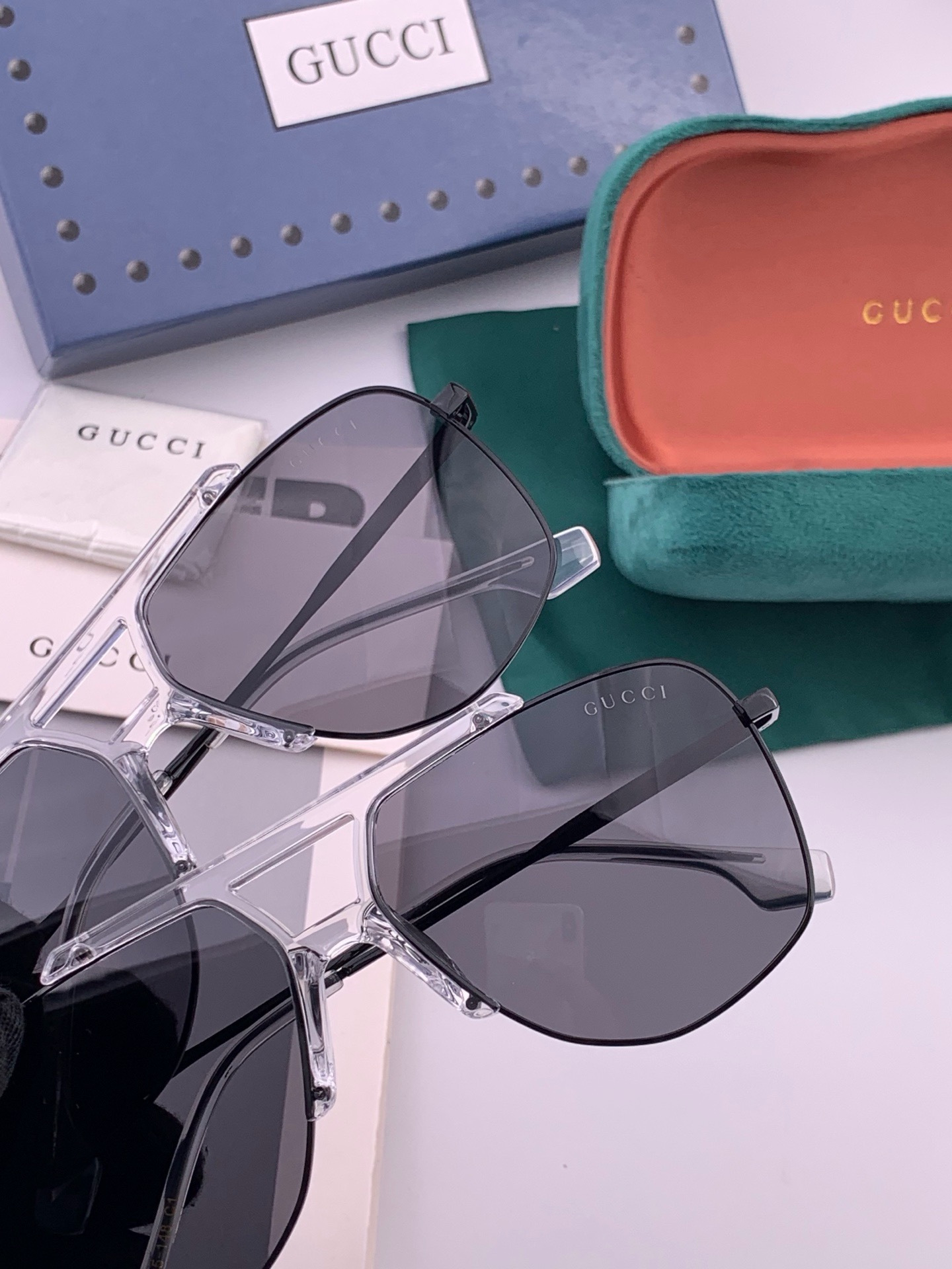 🔺 【GUCCI】开春新款 潮流爆款 时尚方框偏光太阳镜 高品质 佩戴舒适 网红潮款墨镜 女士高清尼龙偏光太阳镜🕶️ 🎉