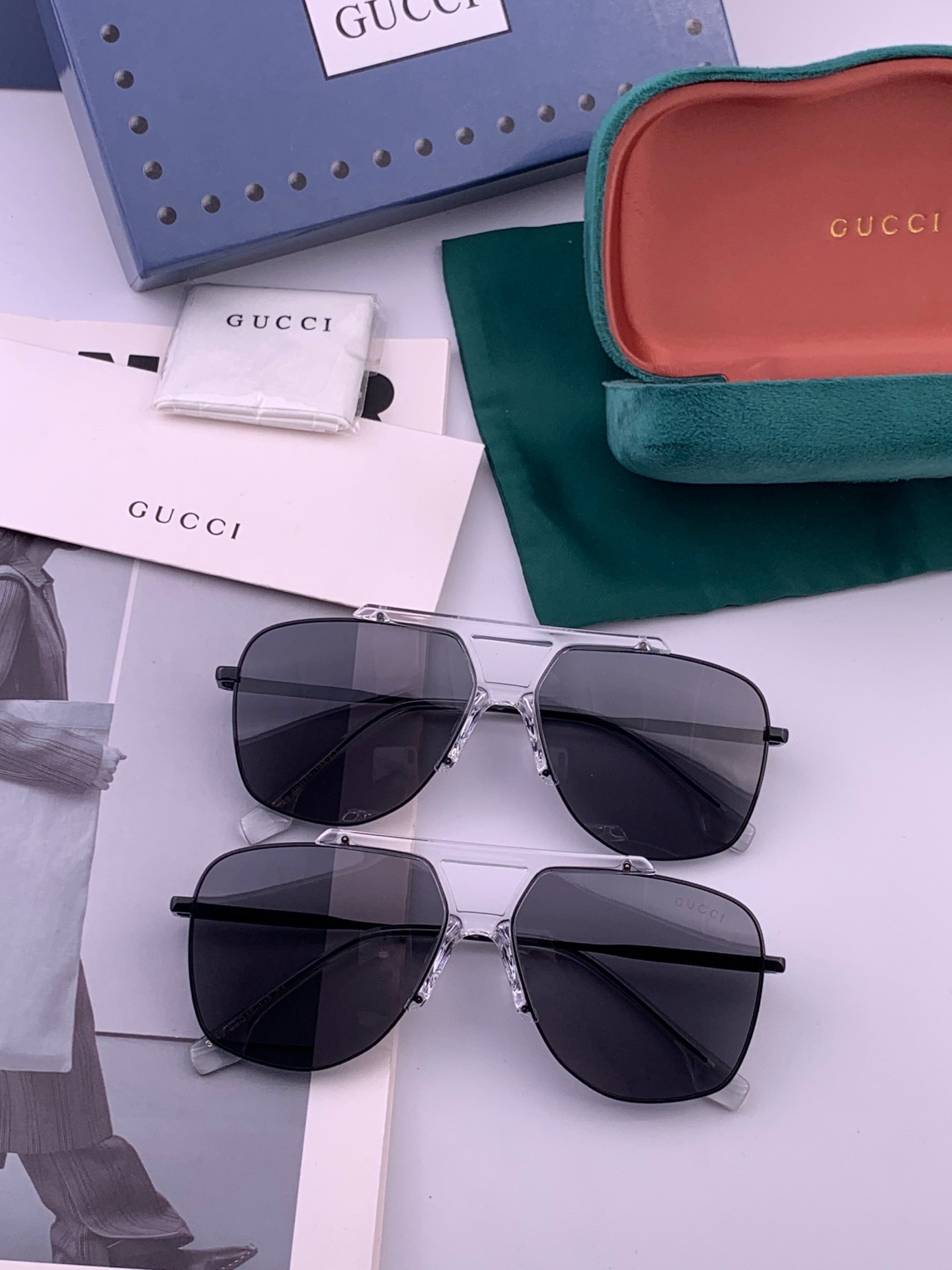 🔺 【GUCCI】开春新款 潮流爆款 时尚方框偏光太阳镜 高品质 佩戴舒适 网红潮款墨镜 女士高清尼龙偏光太阳镜🕶️ 🎉
