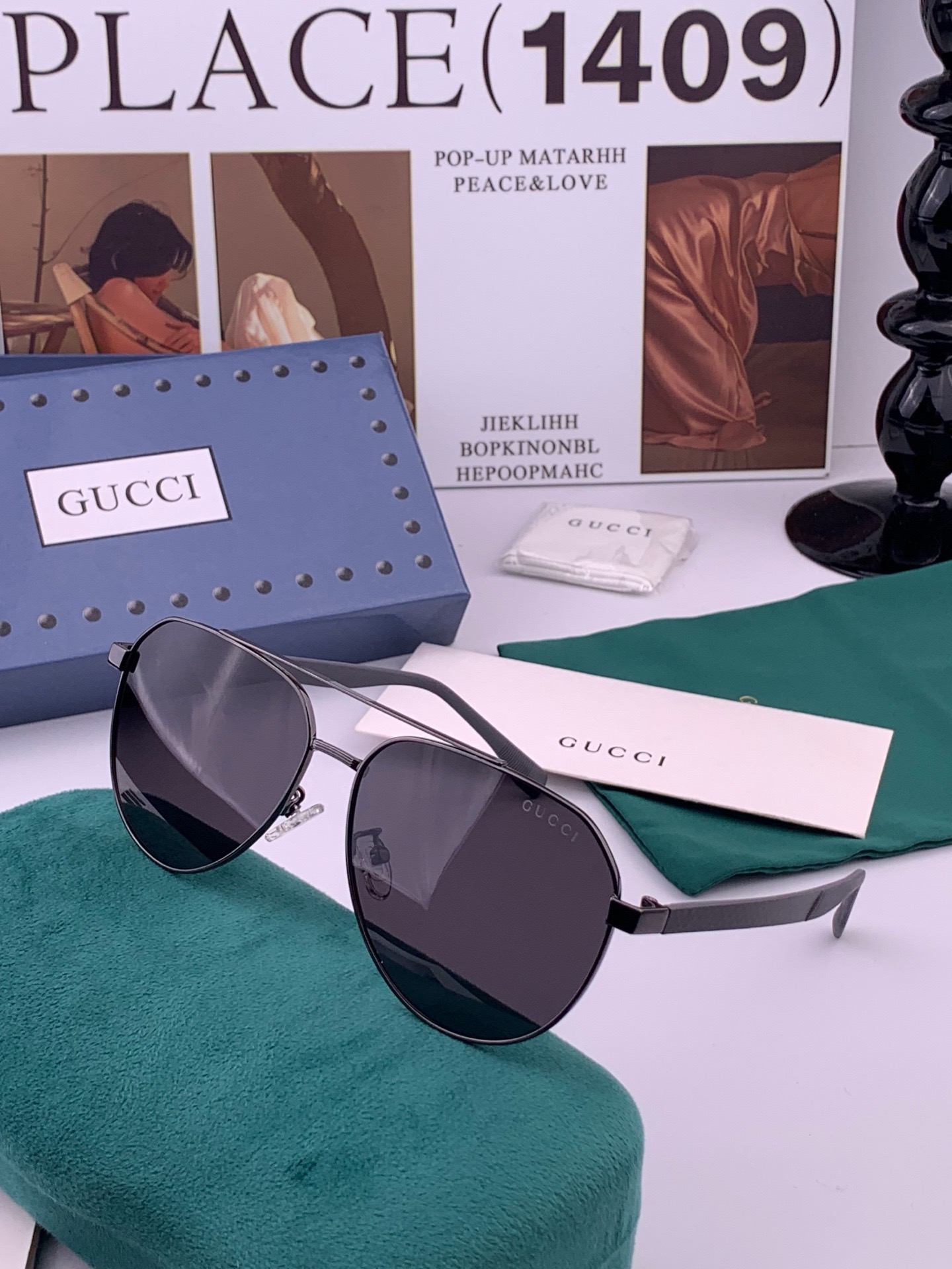 Gucci 。  高品质男女款墨镜   👍 进口宝丽来偏光镜片  。蛤蟆镜 开车钓鱼都可 。百搭显瘦墨镜韩版男士飞行员大