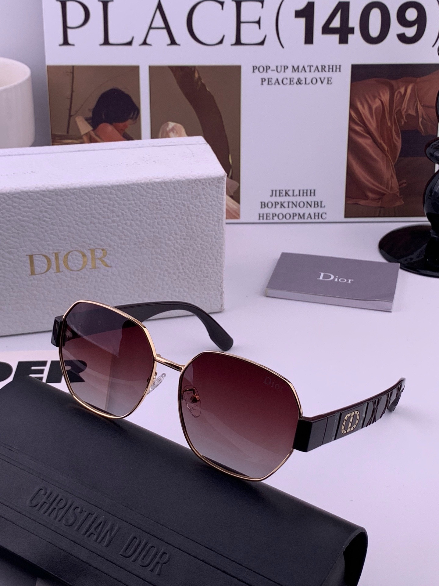 DIOR🌋☔️时尚圆框太阳镜镜片 顶级奢侈品[强] 高品质[胜利][亲亲]🍦🍨 [得意] 气质非凡😄 🍫🍪女士开车墨镜[
