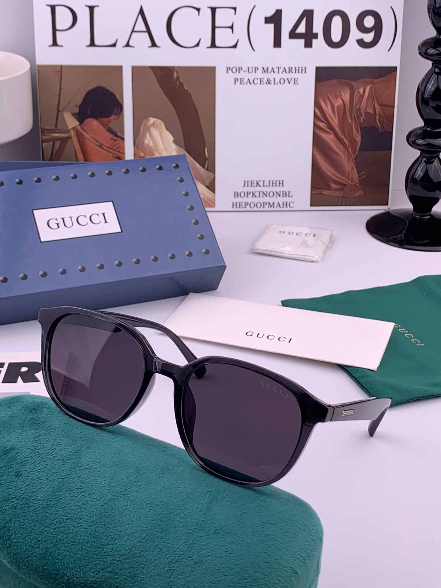 🔺 【GUCCI】开春新款 潮流爆款 时尚方框偏光太阳镜 高品质 佩戴舒适 网红潮款墨镜 女士高清尼龙偏光太阳镜🕶️ 🎉