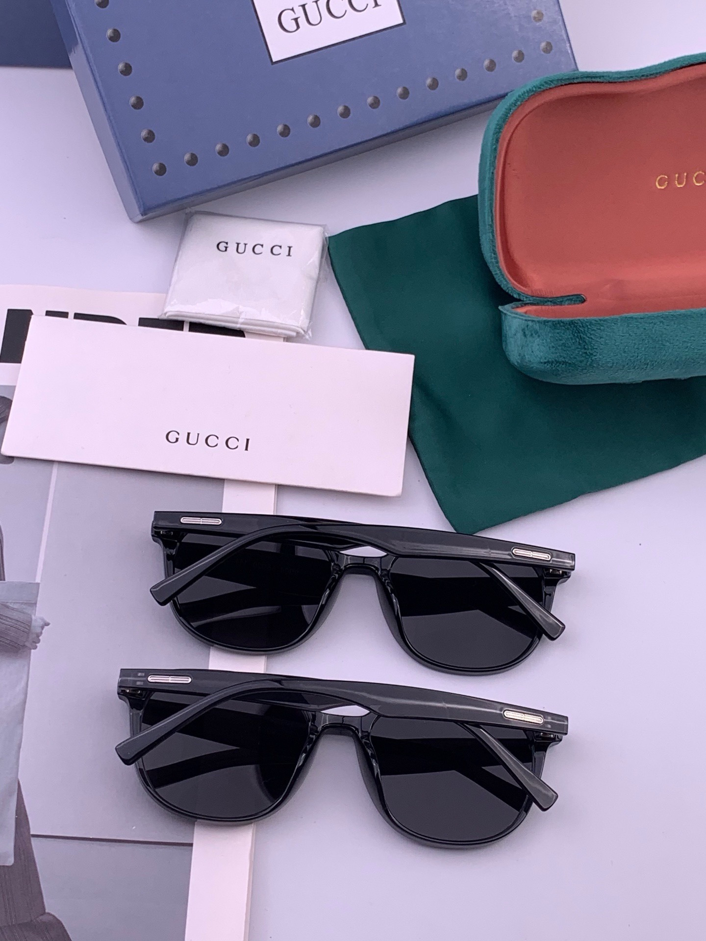🔺 【GUCCI】开春新款 潮流爆款 时尚方框偏光太阳镜 高品质 佩戴舒适 网红潮款墨镜 女士高清尼龙偏光太阳镜🕶️ 🎉