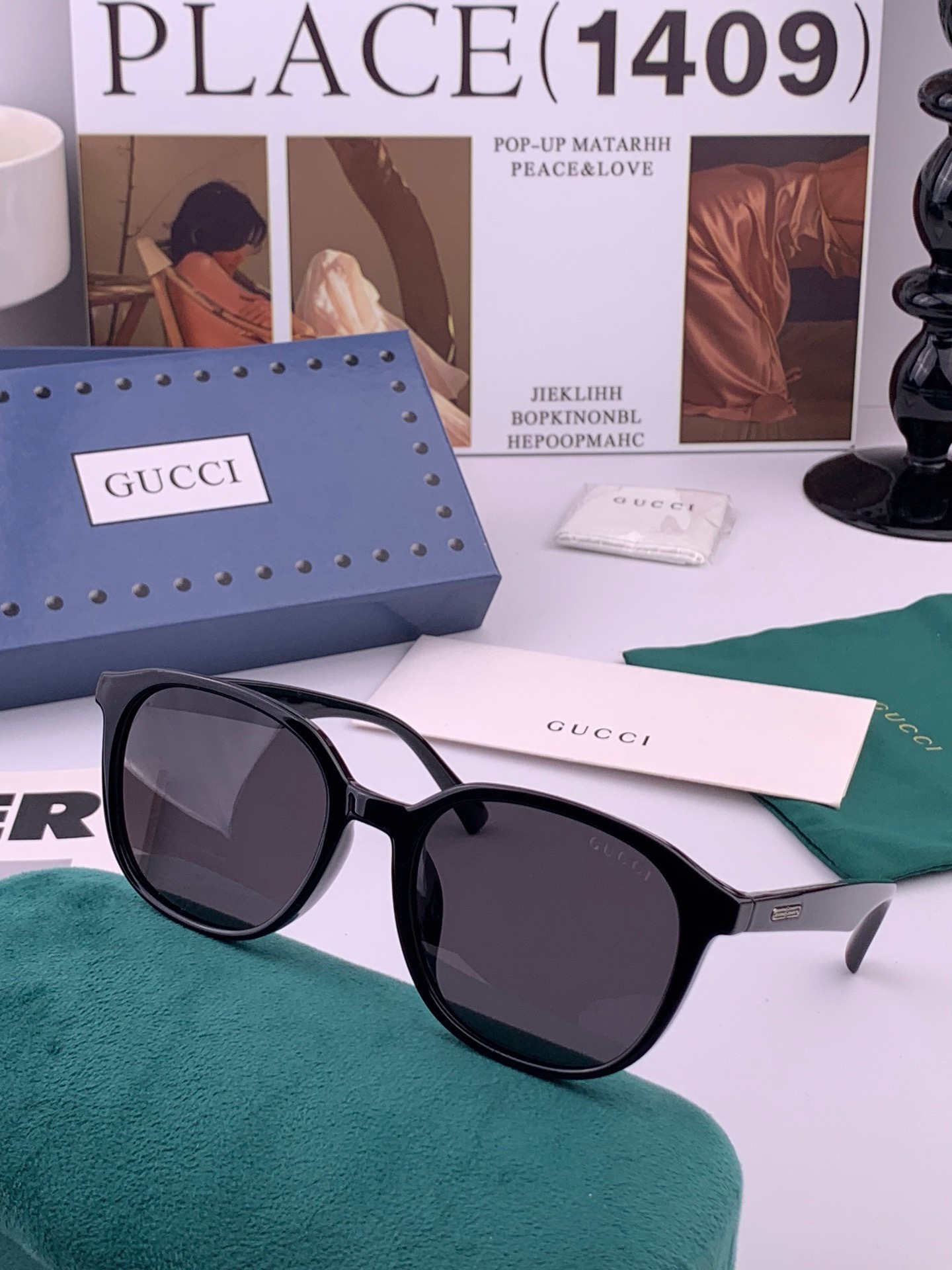 🔺 【GUCCI】开春新款 潮流爆款 时尚方框偏光太阳镜 高品质 佩戴舒适 网红潮款墨镜 女士高清尼龙偏光太阳镜🕶️ 🎉
