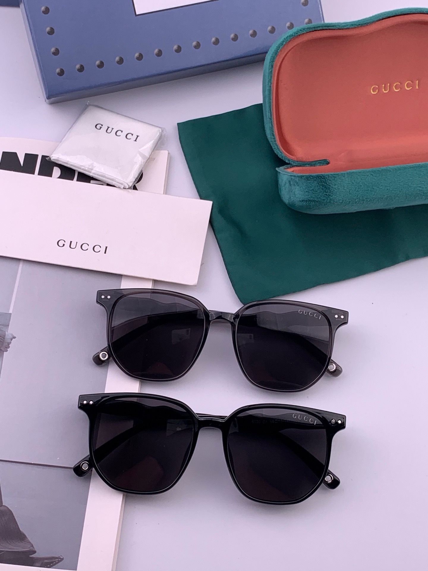 🔺 【GUCCI】开春新款 潮流爆款 时尚方框偏光太阳镜 高品质 佩戴舒适 网红潮款墨镜 女士高清尼龙偏光太阳镜🕶️ 🎉