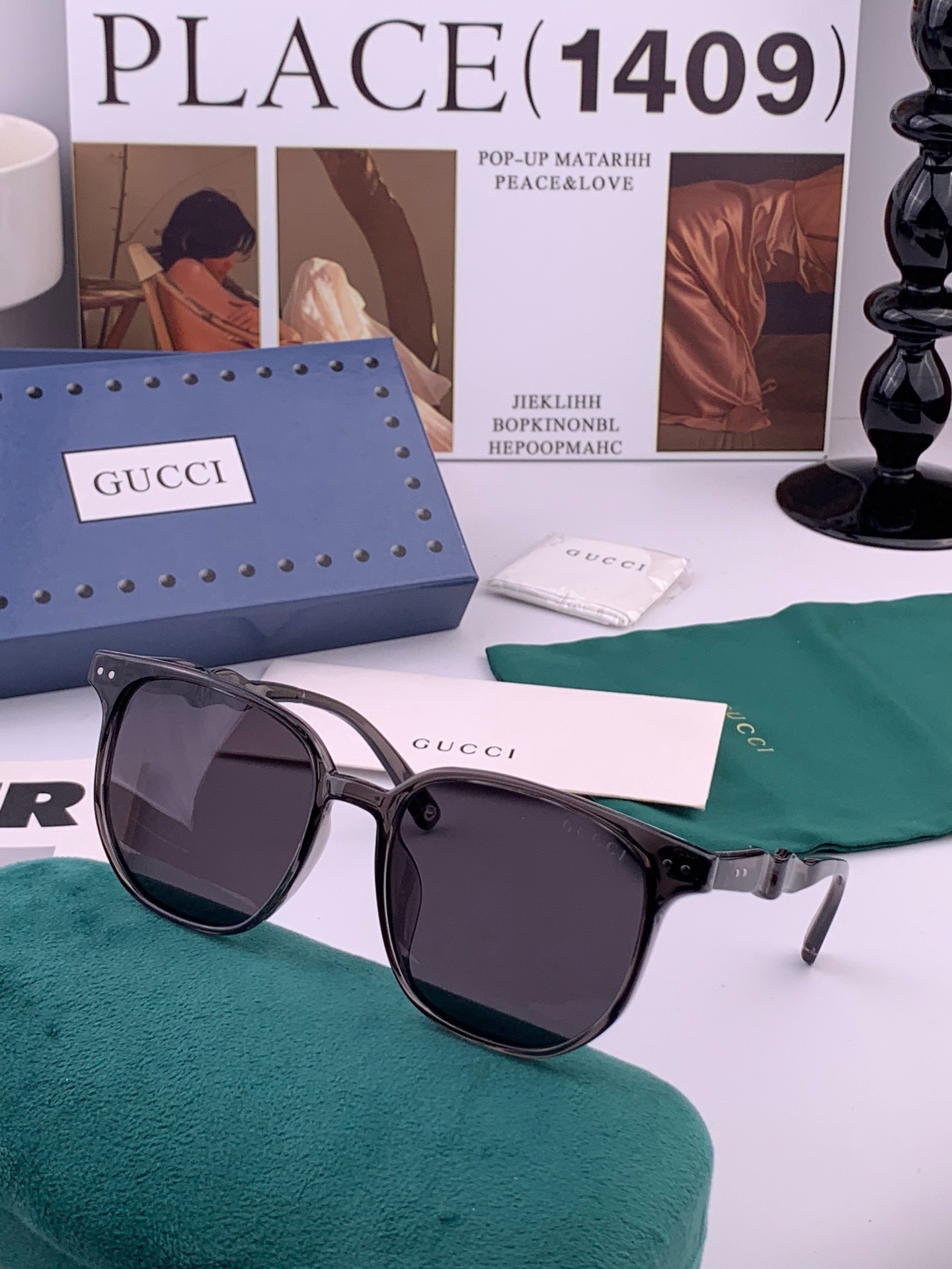 🔺 【GUCCI】开春新款 潮流爆款 时尚方框偏光太阳镜 高品质 佩戴舒适 网红潮款墨镜 女士高清尼龙偏光太阳镜🕶️ 🎉