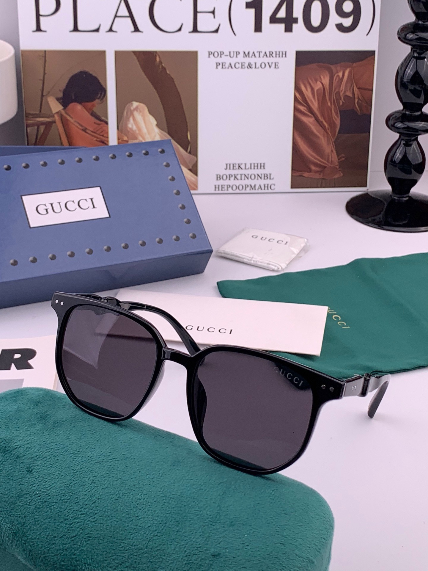 🔺 【GUCCI】开春新款 潮流爆款 时尚方框偏光太阳镜 高品质 佩戴舒适 网红潮款墨镜 女士高清尼龙偏光太阳镜🕶️ 🎉