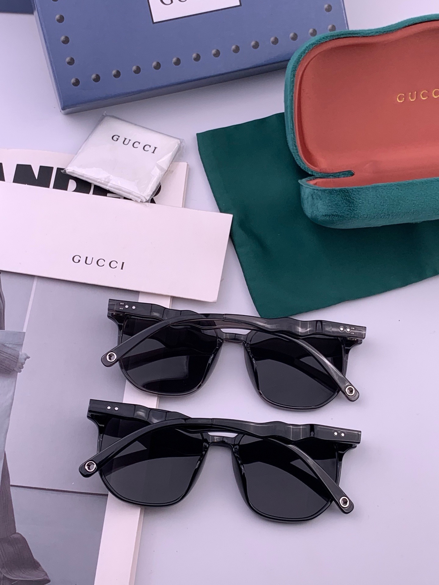 🔺 【GUCCI】开春新款 潮流爆款 时尚方框偏光太阳镜 高品质 佩戴舒适 网红潮款墨镜 女士高清尼龙偏光太阳镜🕶️ 🎉