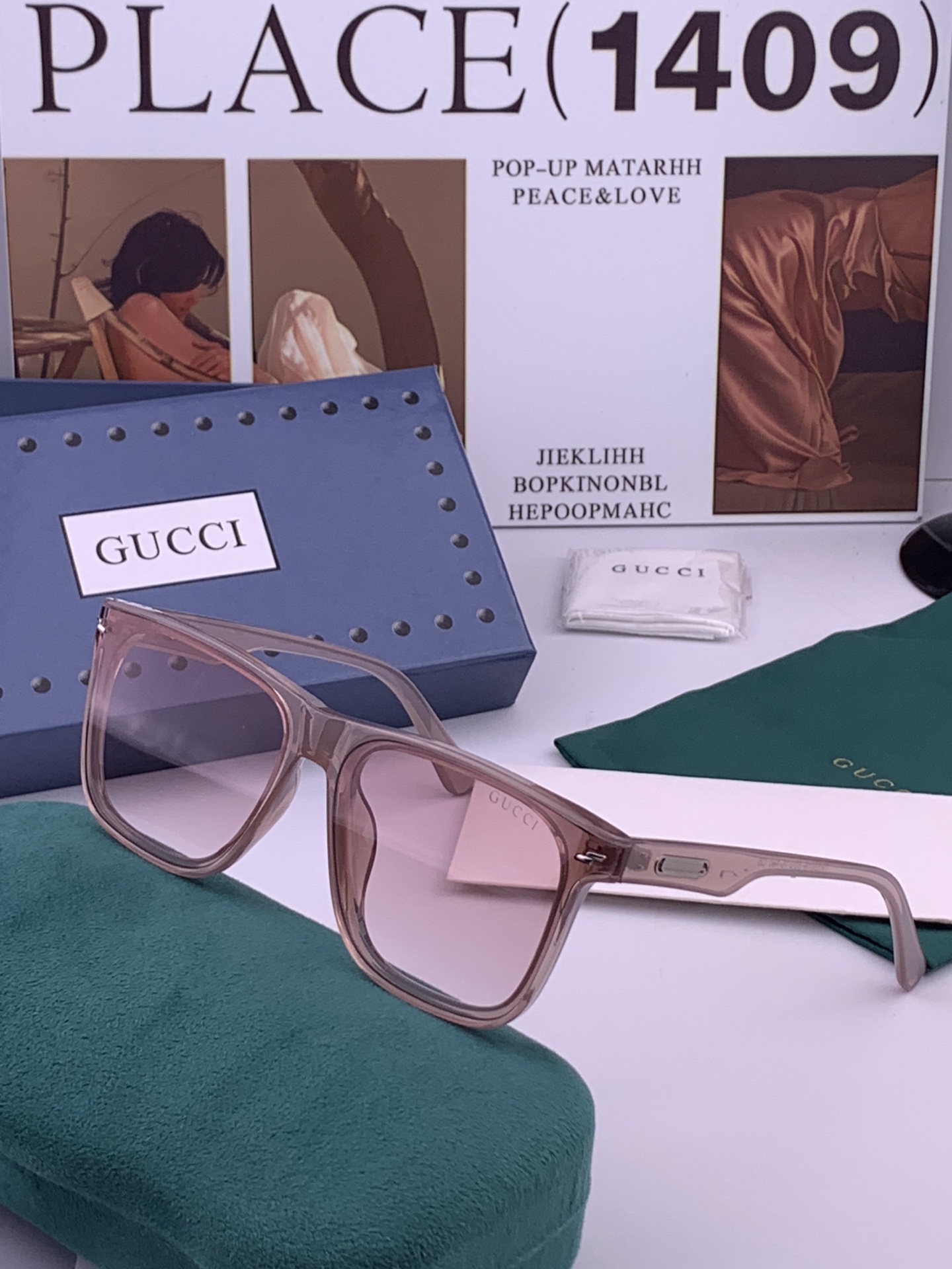 🔺 【GUCCI】开春新款 潮流爆款 时尚方框偏光太阳镜 高品质 佩戴舒适 网红潮款墨镜 女士高清尼龙偏光太阳镜🕶️ 🎉