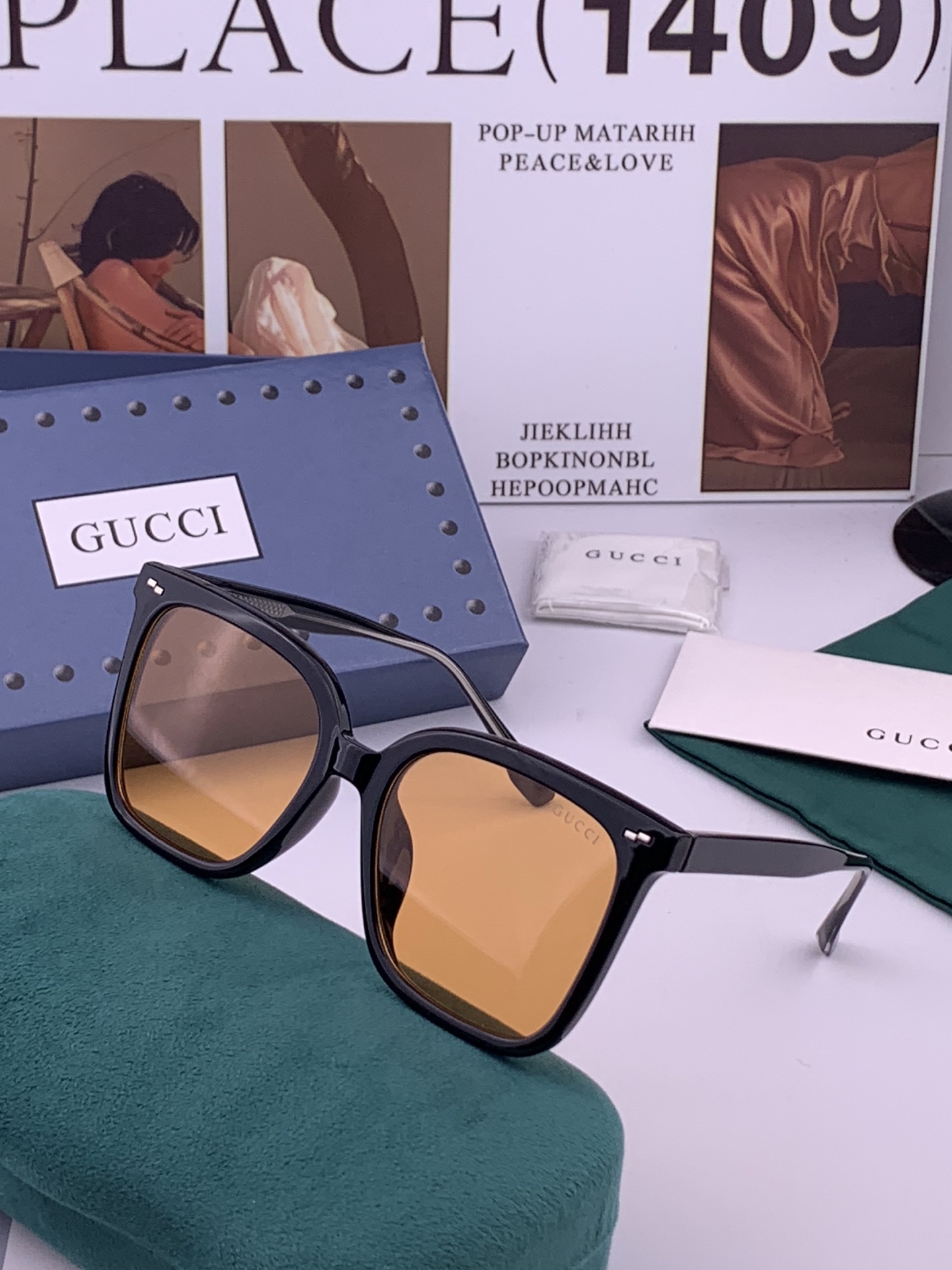 🔺GUCCI🔻古驰 GG方框太阳镜 完美品质 🎓独特设计  适合各种脸型 亮相时装周 超时尚百搭 实物精致  情侣款 男