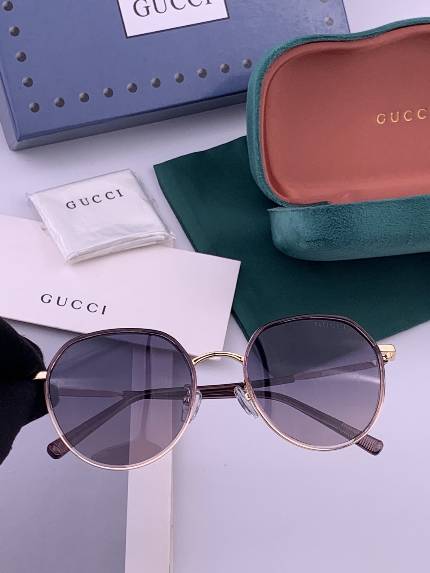 🔺 【GUCCI-偏光太阳镜】开春新款 潮流爆款 时尚圆框偏光太阳镜 高品质 佩戴舒适 网红潮款墨镜 女士高清偏光太阳镜