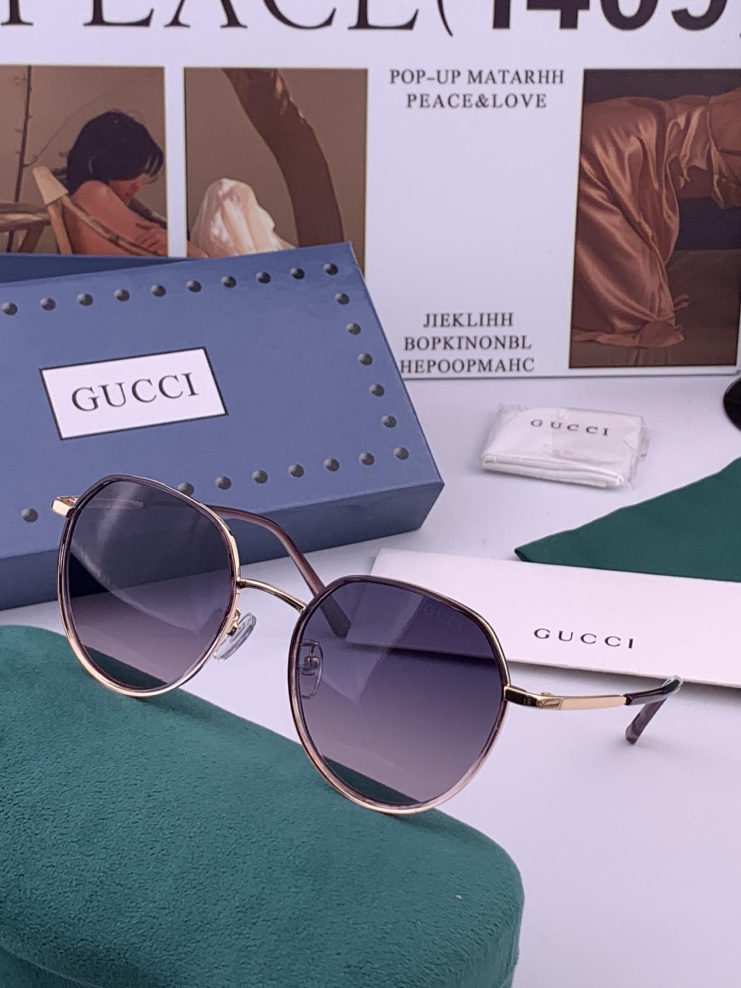 🔺 【GUCCI-偏光太阳镜】开春新款 潮流爆款 时尚圆框偏光太阳镜 高品质 佩戴舒适 网红潮款墨镜 女士高清偏光太阳镜