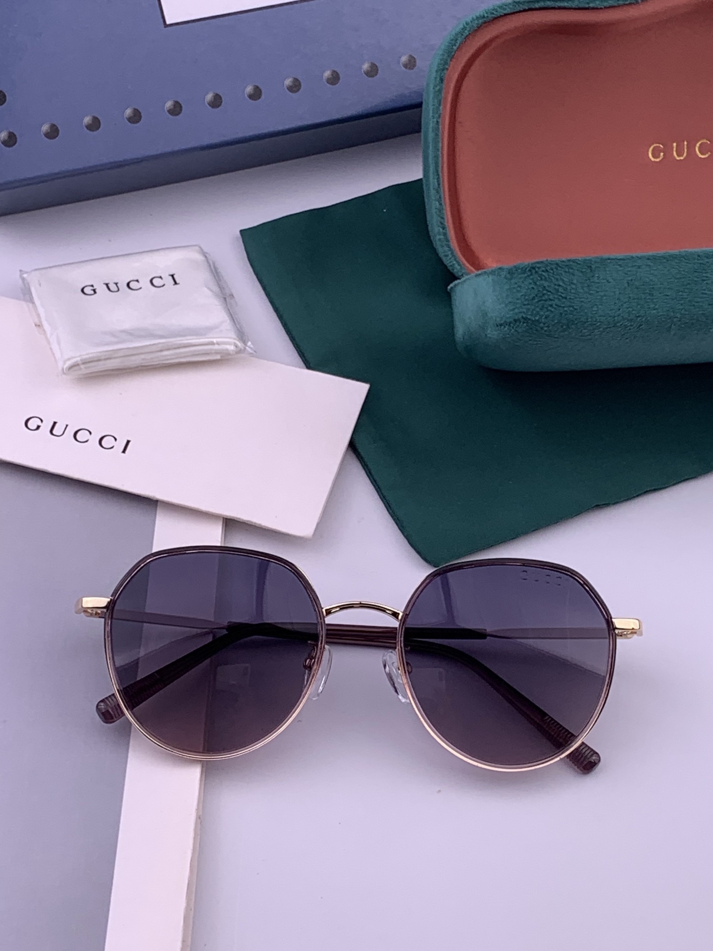 🔺 【GUCCI-偏光太阳镜】开春新款 潮流爆款 时尚圆框偏光太阳镜 高品质 佩戴舒适 网红潮款墨镜 女士高清偏光太阳镜