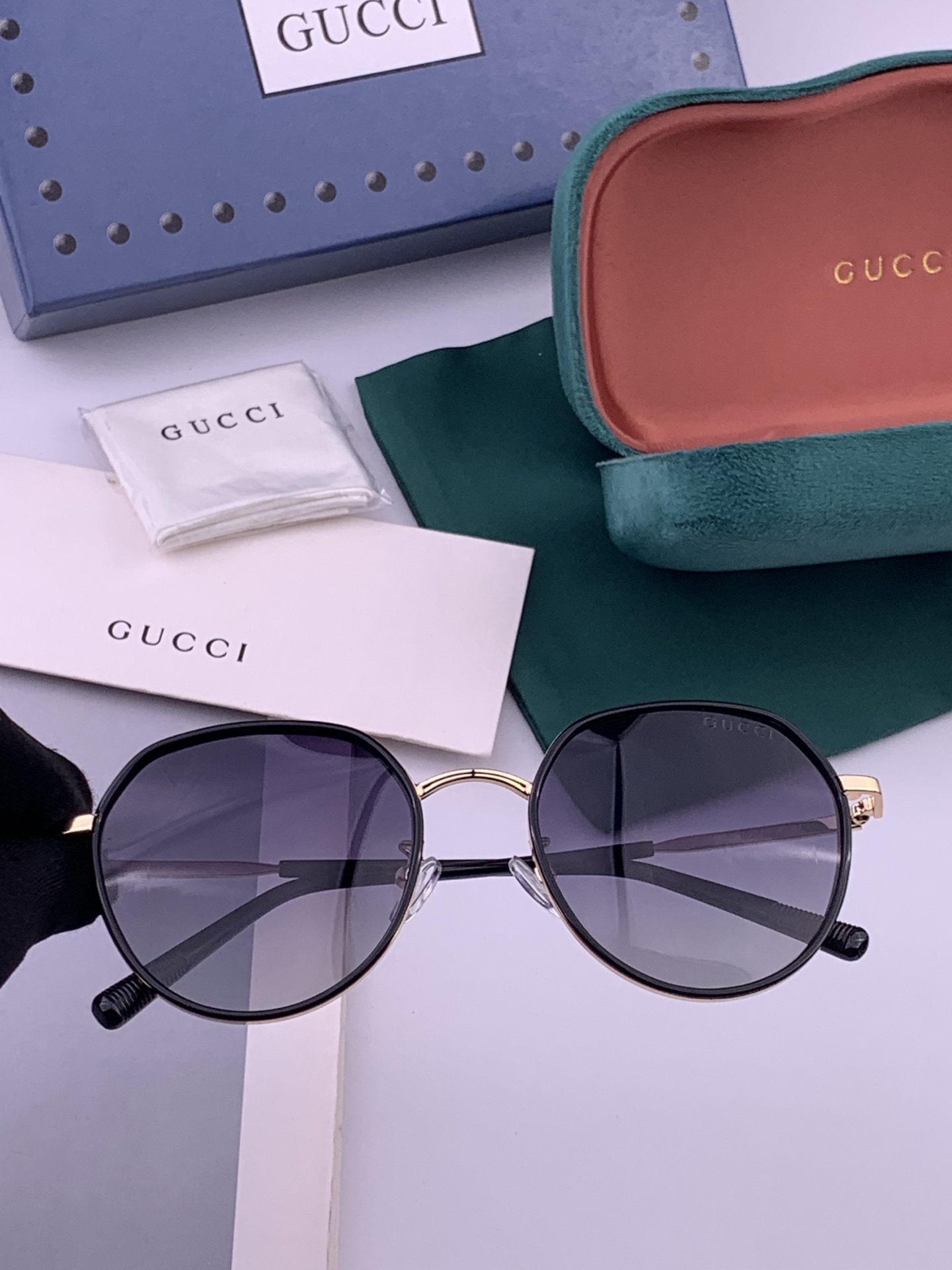🔺 【GUCCI-偏光太阳镜】开春新款 潮流爆款 时尚圆框偏光太阳镜 高品质 佩戴舒适 网红潮款墨镜 女士高清偏光太阳镜