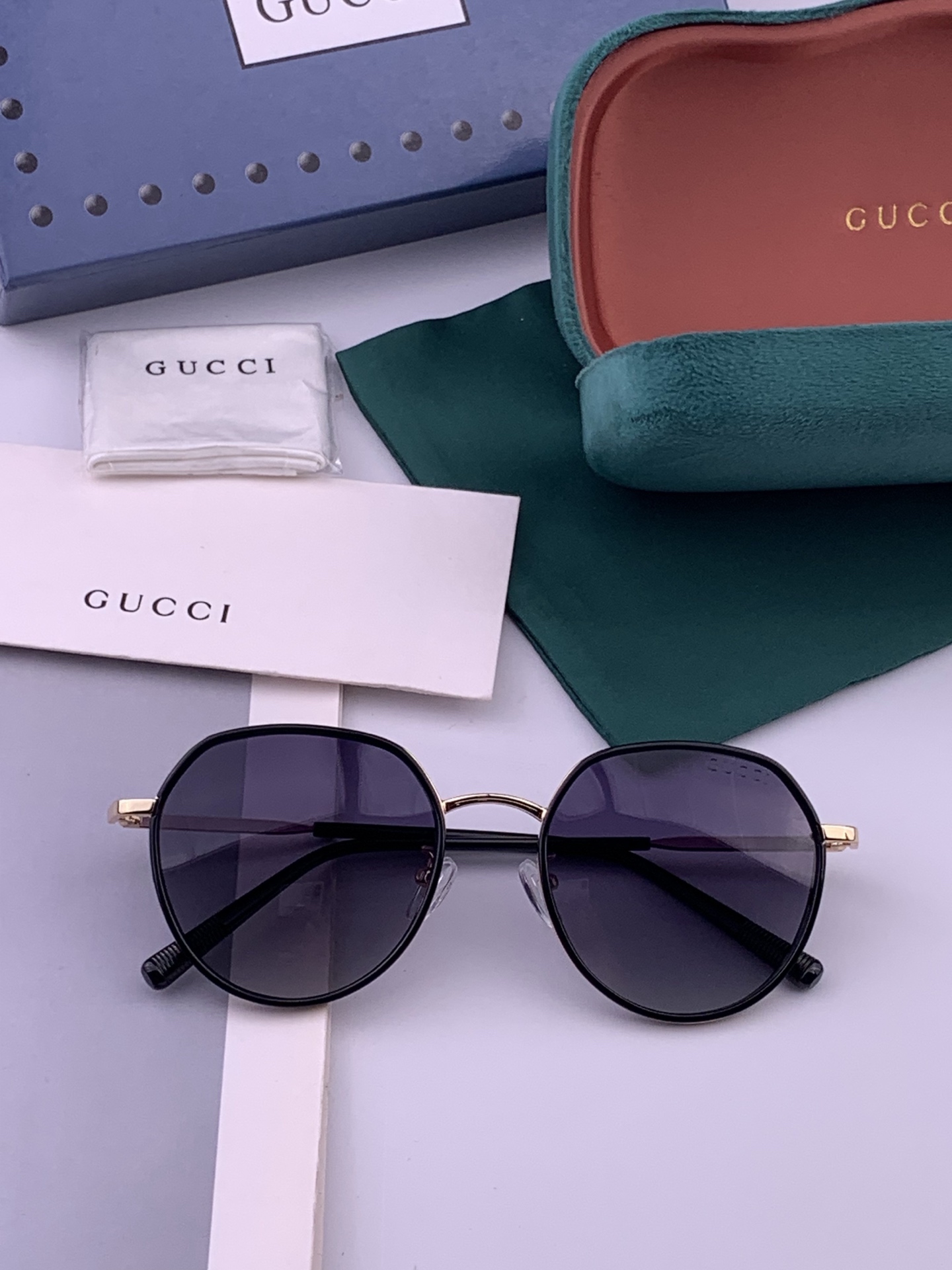 🔺 【GUCCI-偏光太阳镜】开春新款 潮流爆款 时尚圆框偏光太阳镜 高品质 佩戴舒适 网红潮款墨镜 女士高清偏光太阳镜