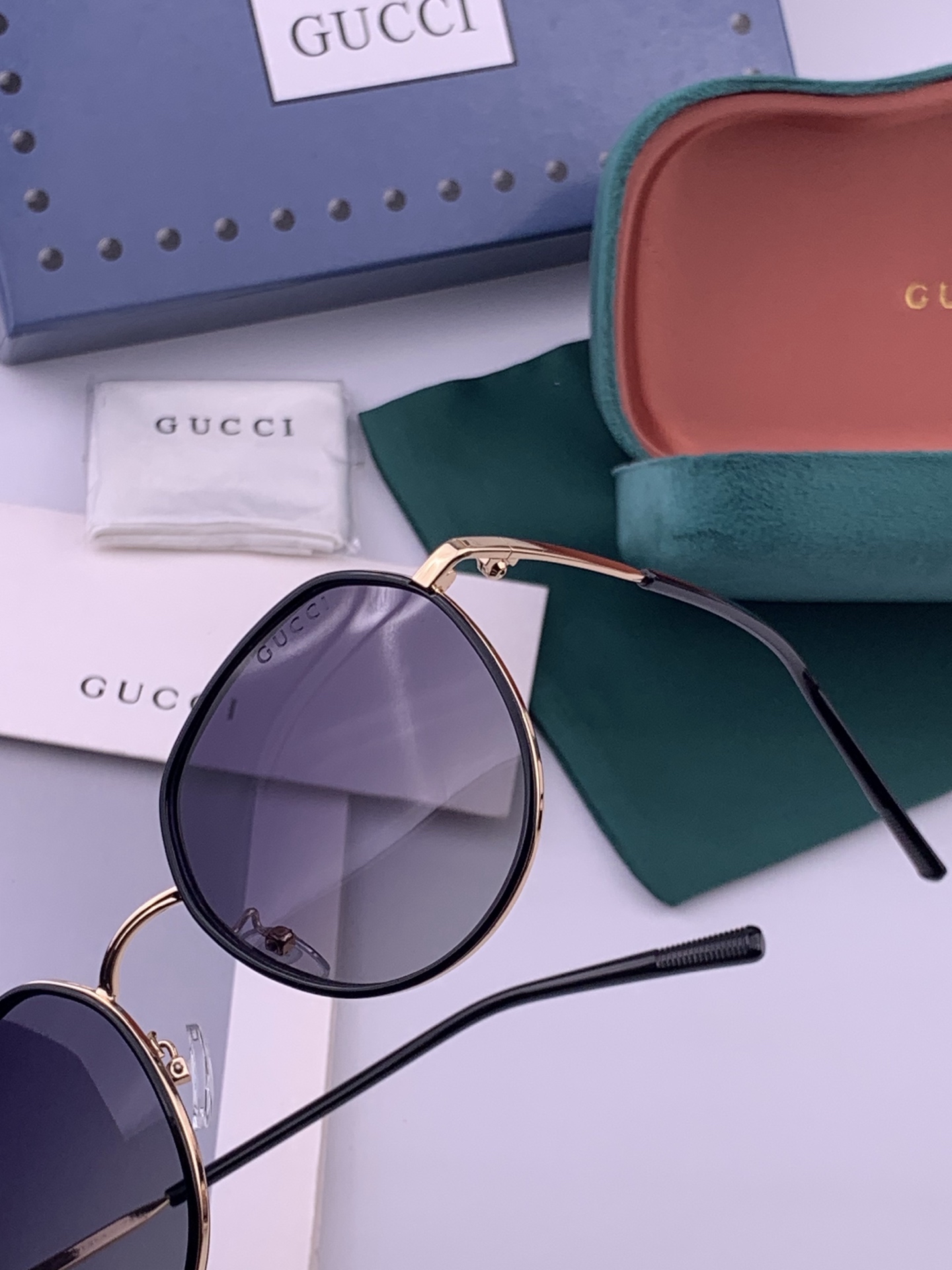 🔺 【GUCCI-偏光太阳镜】开春新款 潮流爆款 时尚圆框偏光太阳镜 高品质 佩戴舒适 网红潮款墨镜 女士高清偏光太阳镜