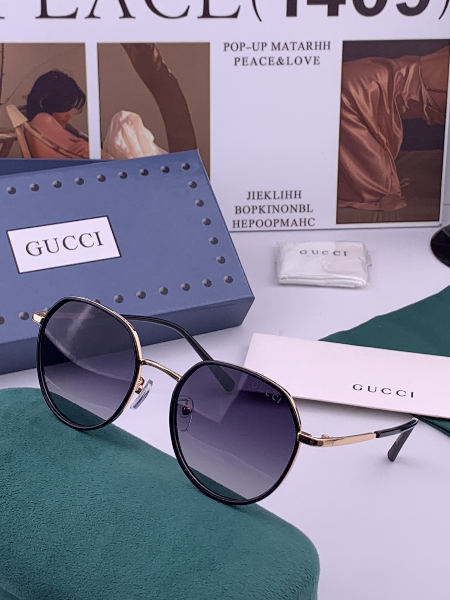 🔺 【GUCCI-偏光太阳镜】开春新款 潮流爆款 时尚圆框偏光太阳镜 高品质 佩戴舒适 网红潮款墨镜 女士高清偏光太阳镜