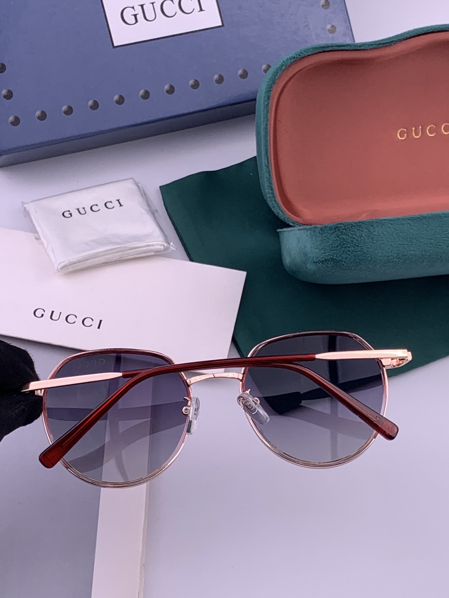 🔺 【GUCCI-偏光太阳镜】开春新款 潮流爆款 时尚圆框偏光太阳镜 高品质 佩戴舒适 网红潮款墨镜 女士高清偏光太阳镜