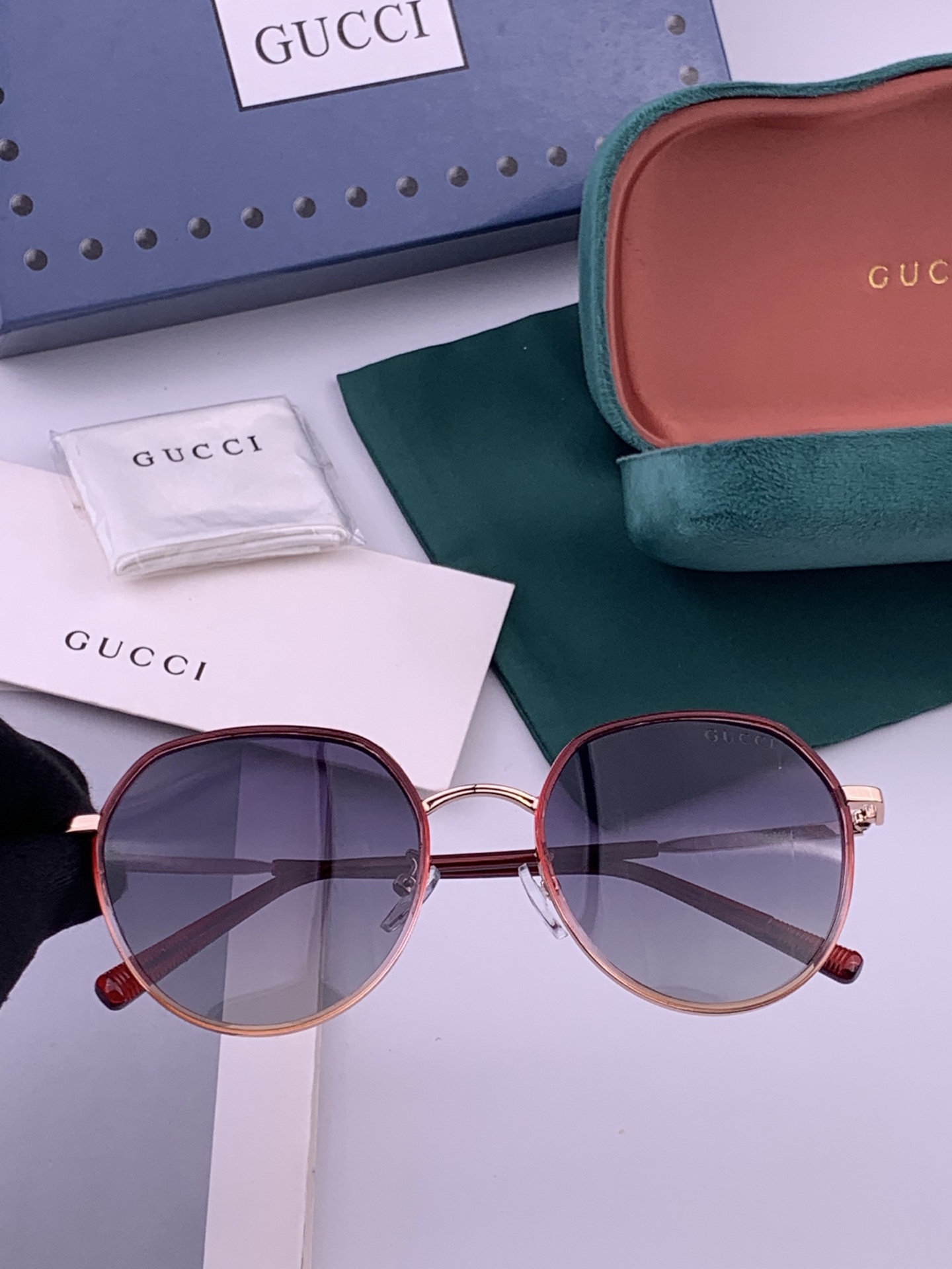 🔺 【GUCCI-偏光太阳镜】开春新款 潮流爆款 时尚圆框偏光太阳镜 高品质 佩戴舒适 网红潮款墨镜 女士高清偏光太阳镜