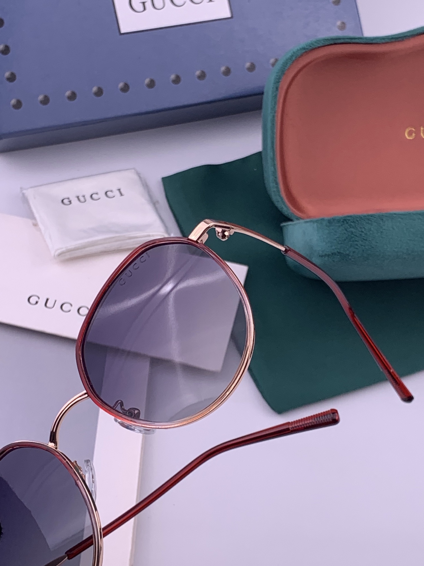 🔺 【GUCCI-偏光太阳镜】开春新款 潮流爆款 时尚圆框偏光太阳镜 高品质 佩戴舒适 网红潮款墨镜 女士高清偏光太阳镜